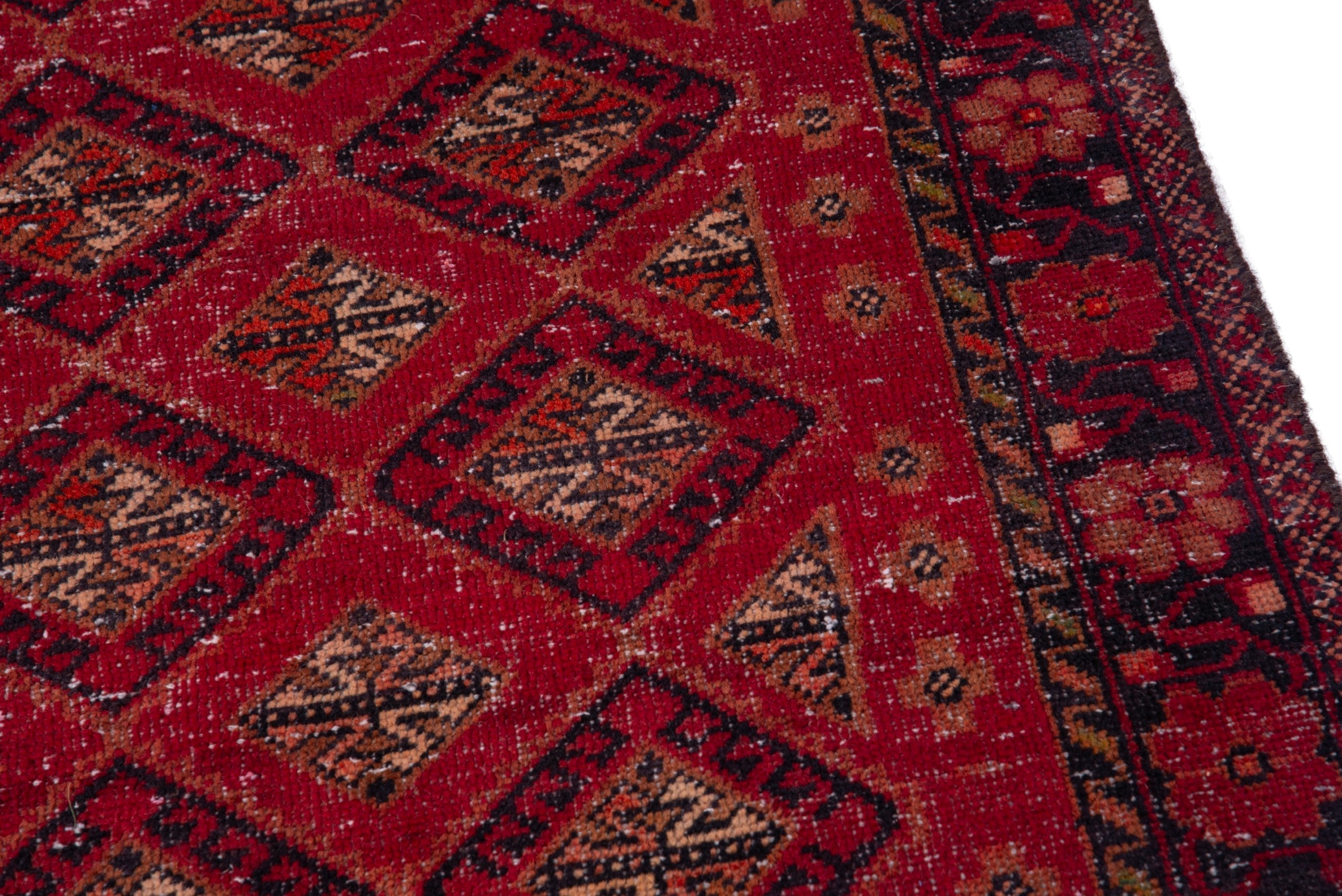 Persian Baluch accent rug in deep red and gold, view 7 of 20