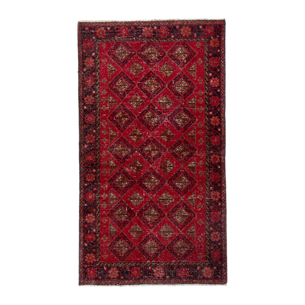 Persian Baluch accent rug in deep red and gold, 2'10" x 5'3"