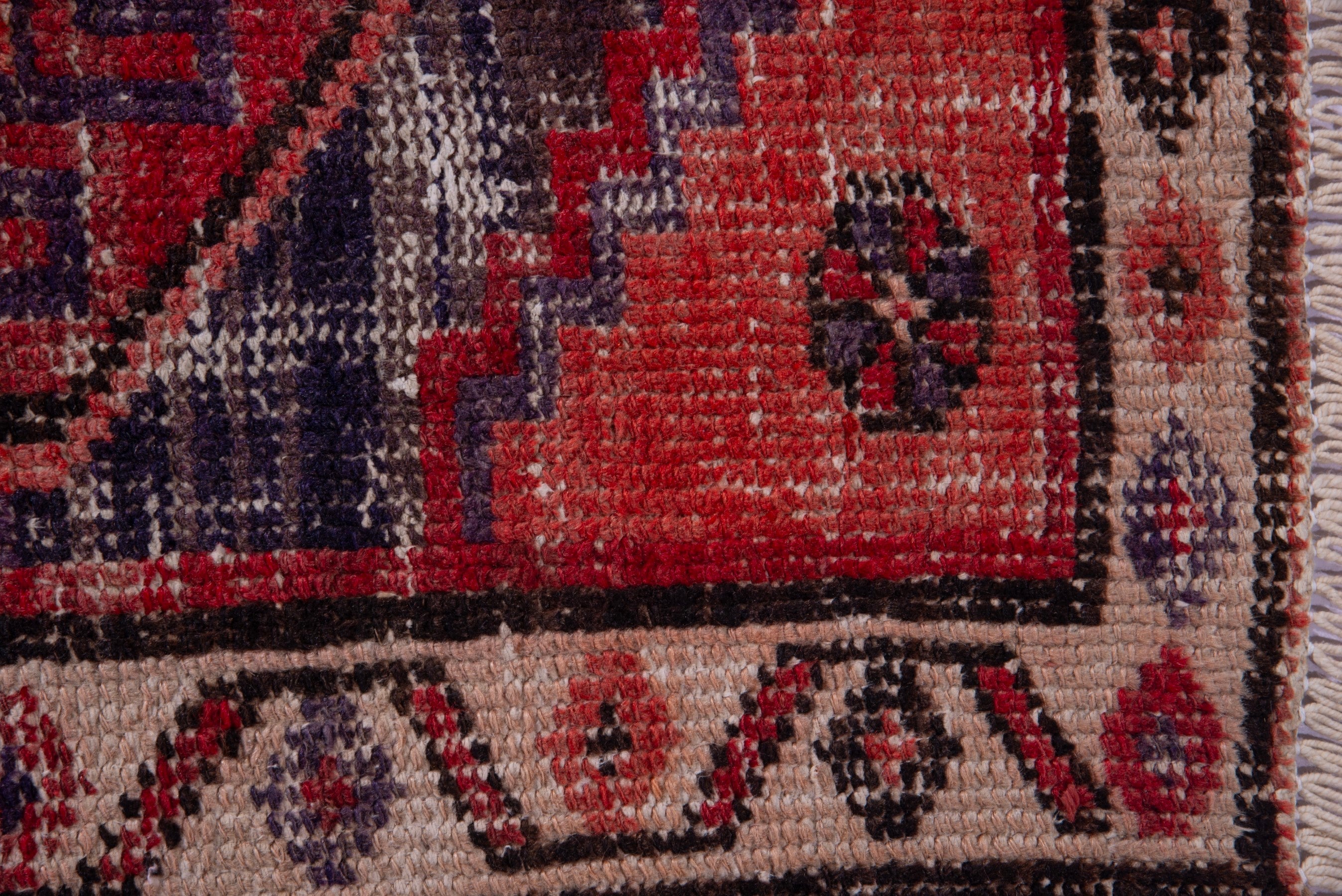 Persian Zanjan runner rug in deep red and cream, view 12 of 17