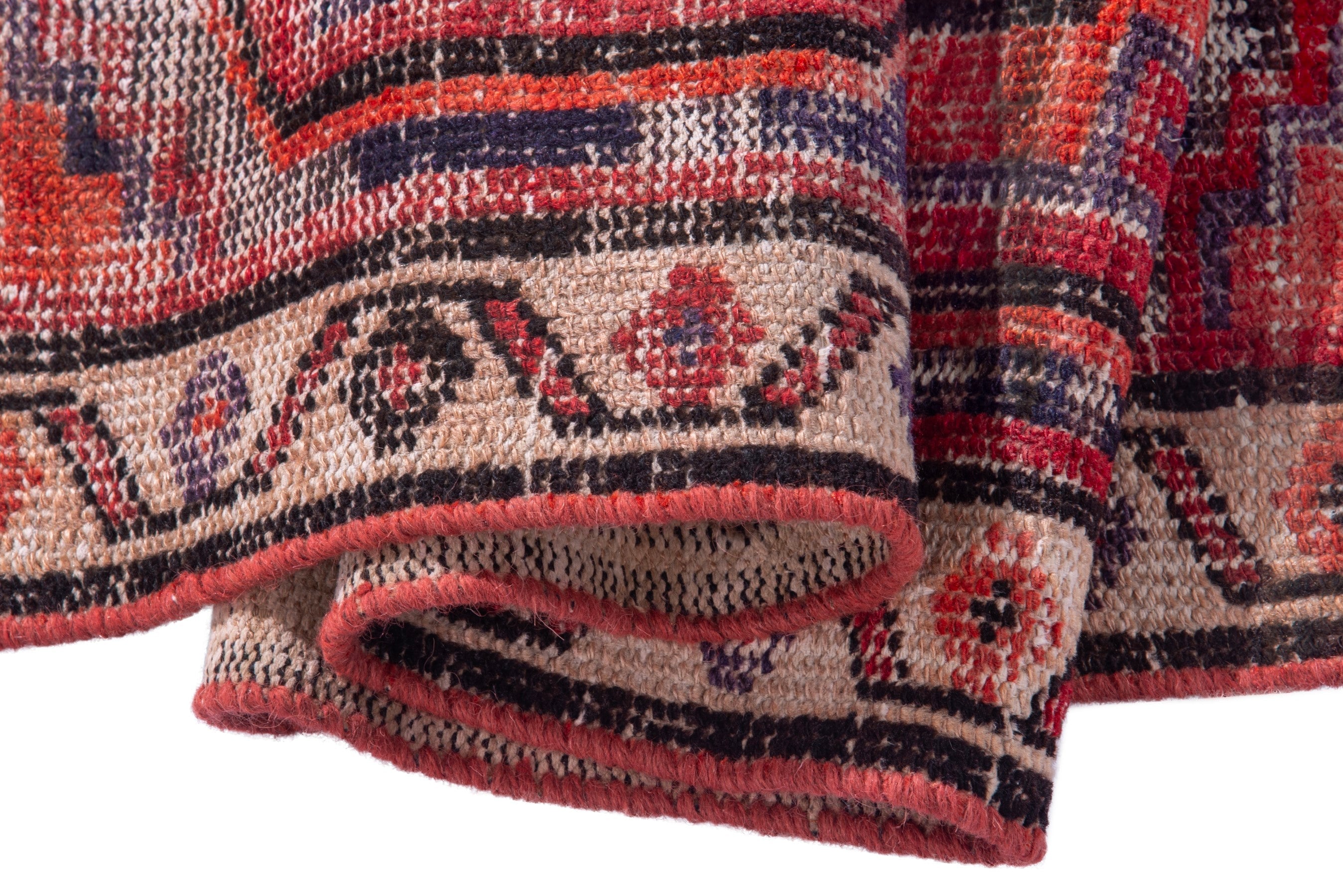Persian Zanjan runner rug in deep red and cream, view 14 of 17