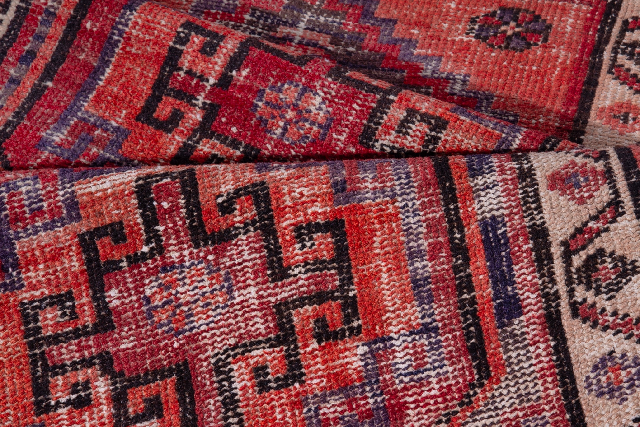Persian Zanjan runner rug in deep red and cream, view 16 of 17