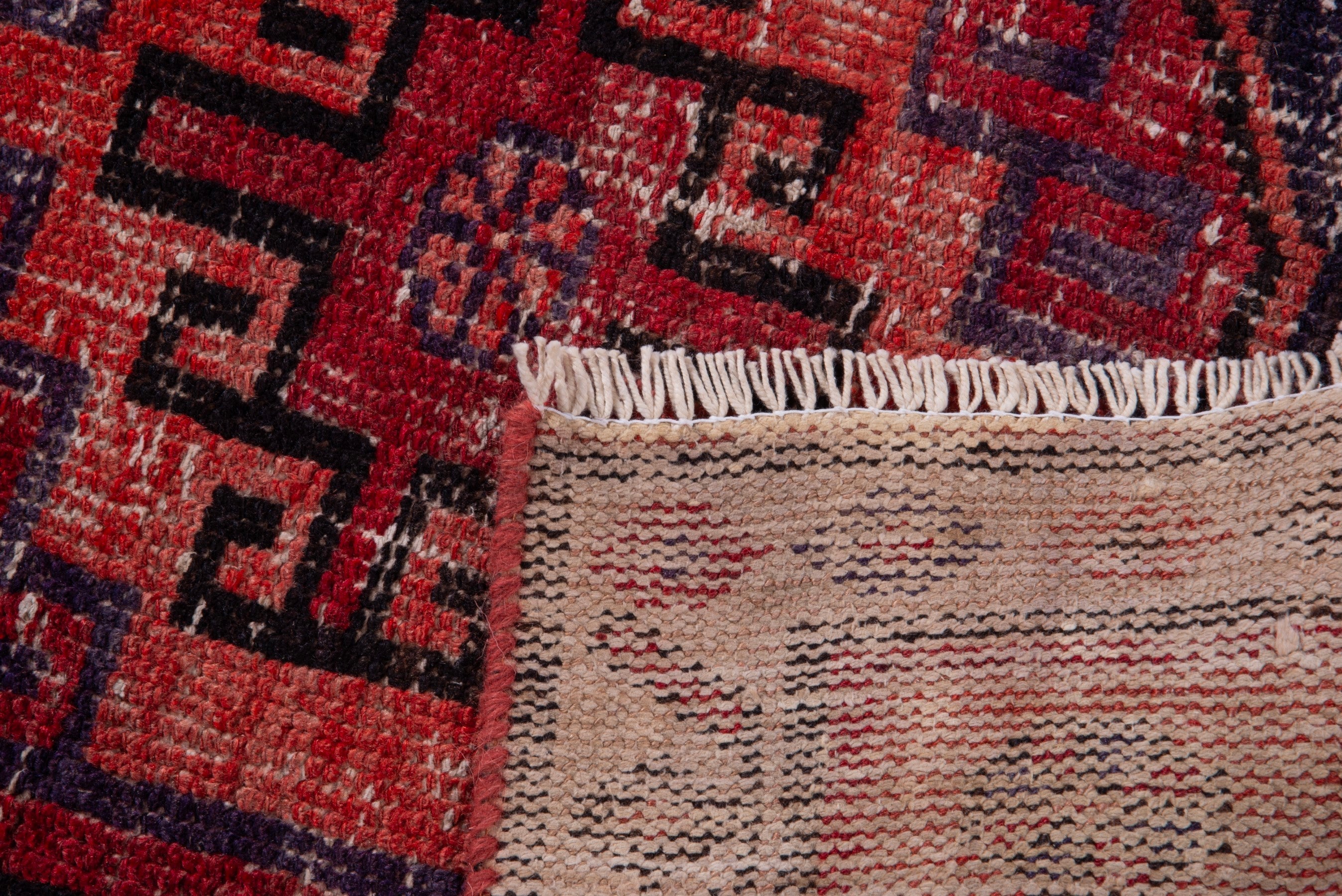 Persian Zanjan runner rug in deep red and cream, view 17 of 17