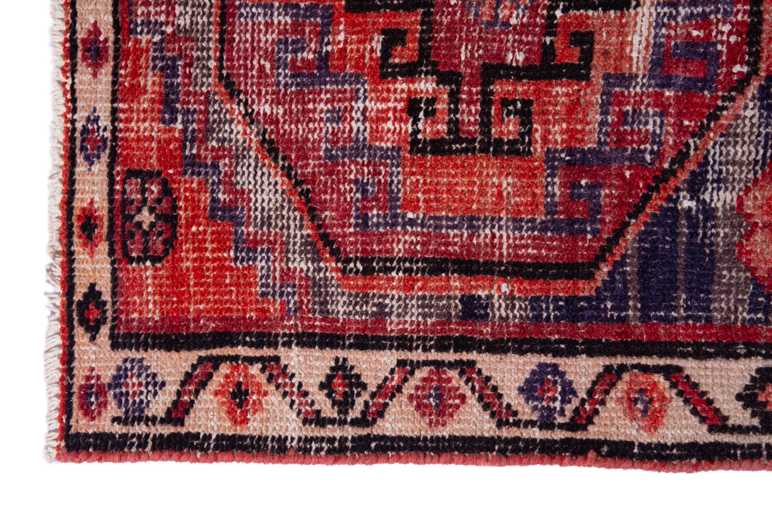 Persian Zanjan runner rug in deep red and cream, view 5 of 17