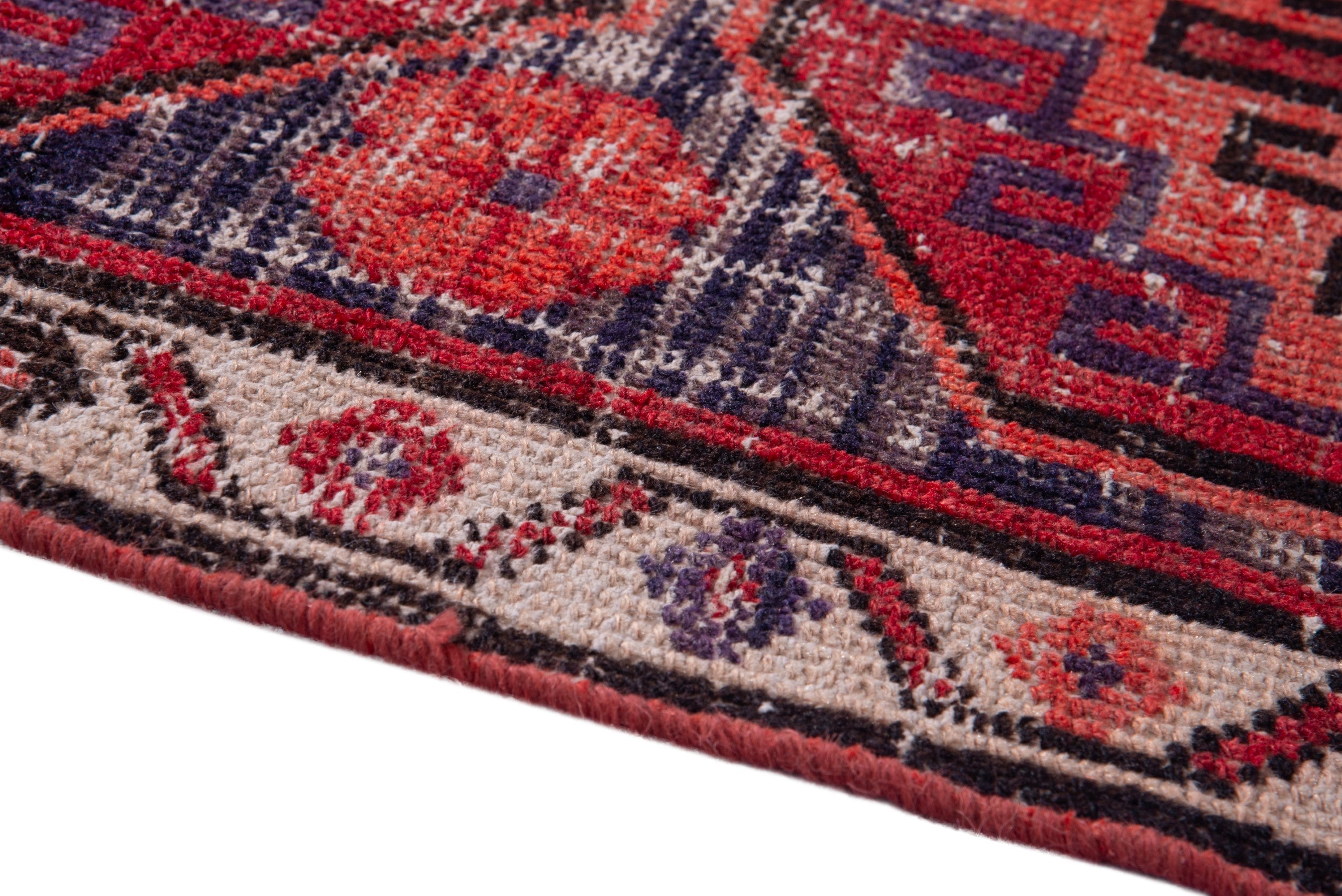 Persian Zanjan runner rug in deep red and cream, view 8 of 17