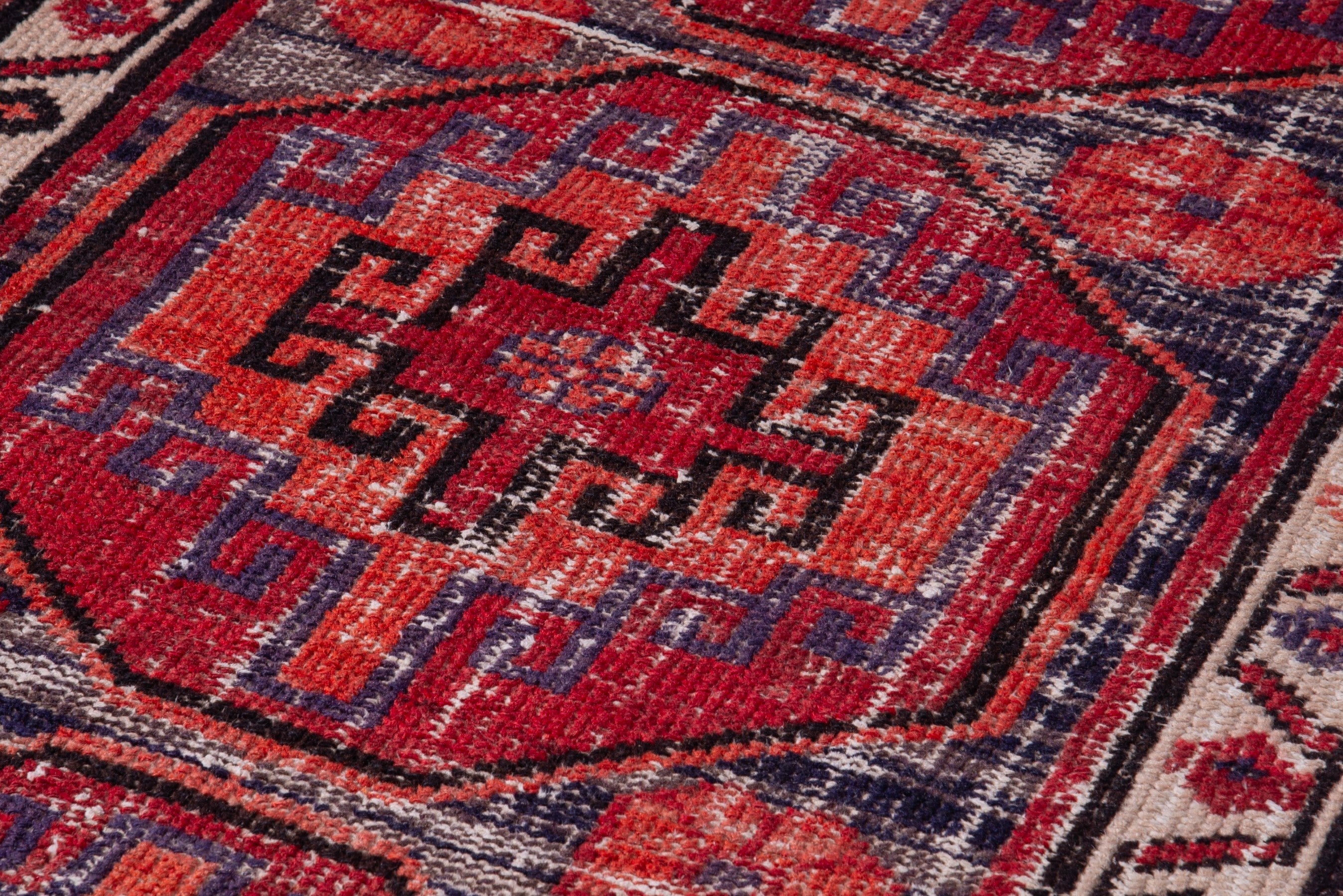 Persian Zanjan runner rug in deep red and cream, view 9 of 17