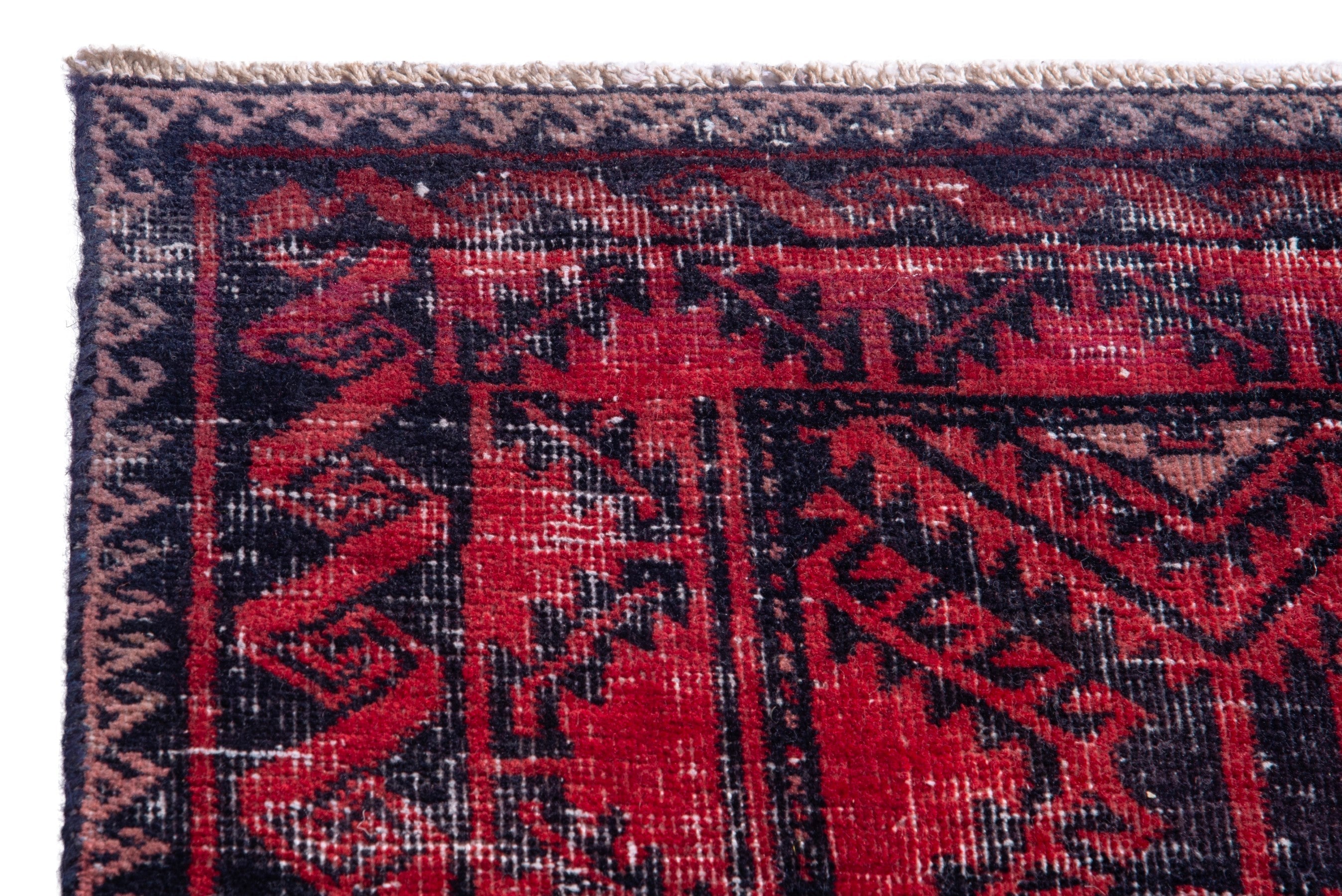 Persian Baluch runner rug in deep red and burgundy, view 12 of 18