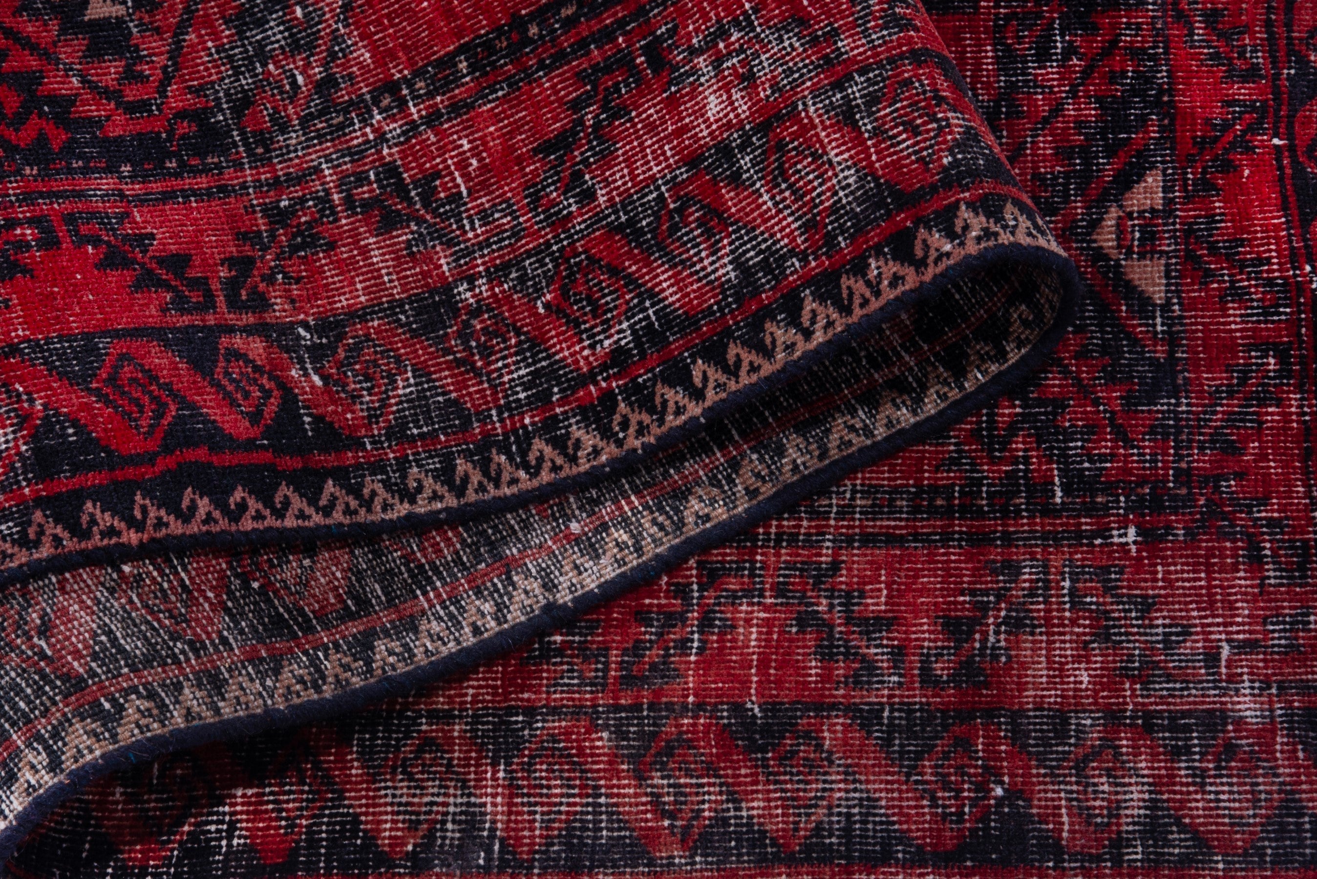 Persian Baluch runner rug in deep red and burgundy, view 17 of 18