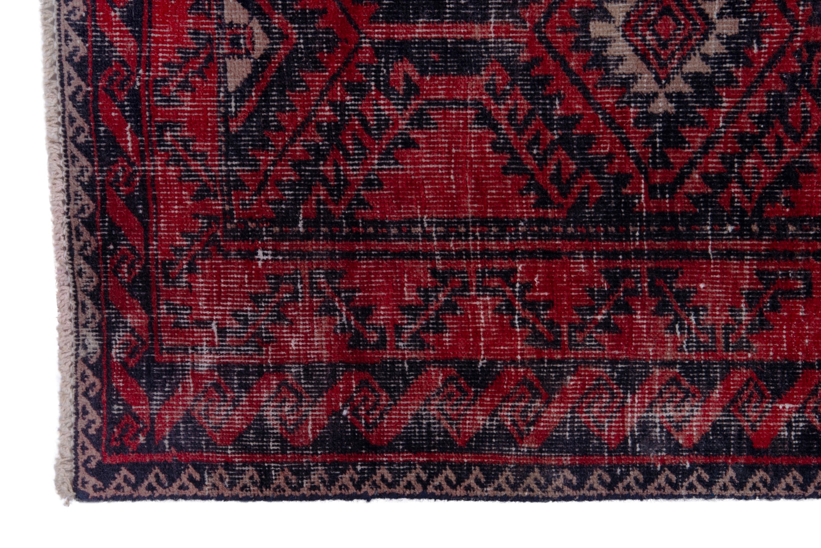 Persian Baluch runner rug in deep red and burgundy, view 5 of 18