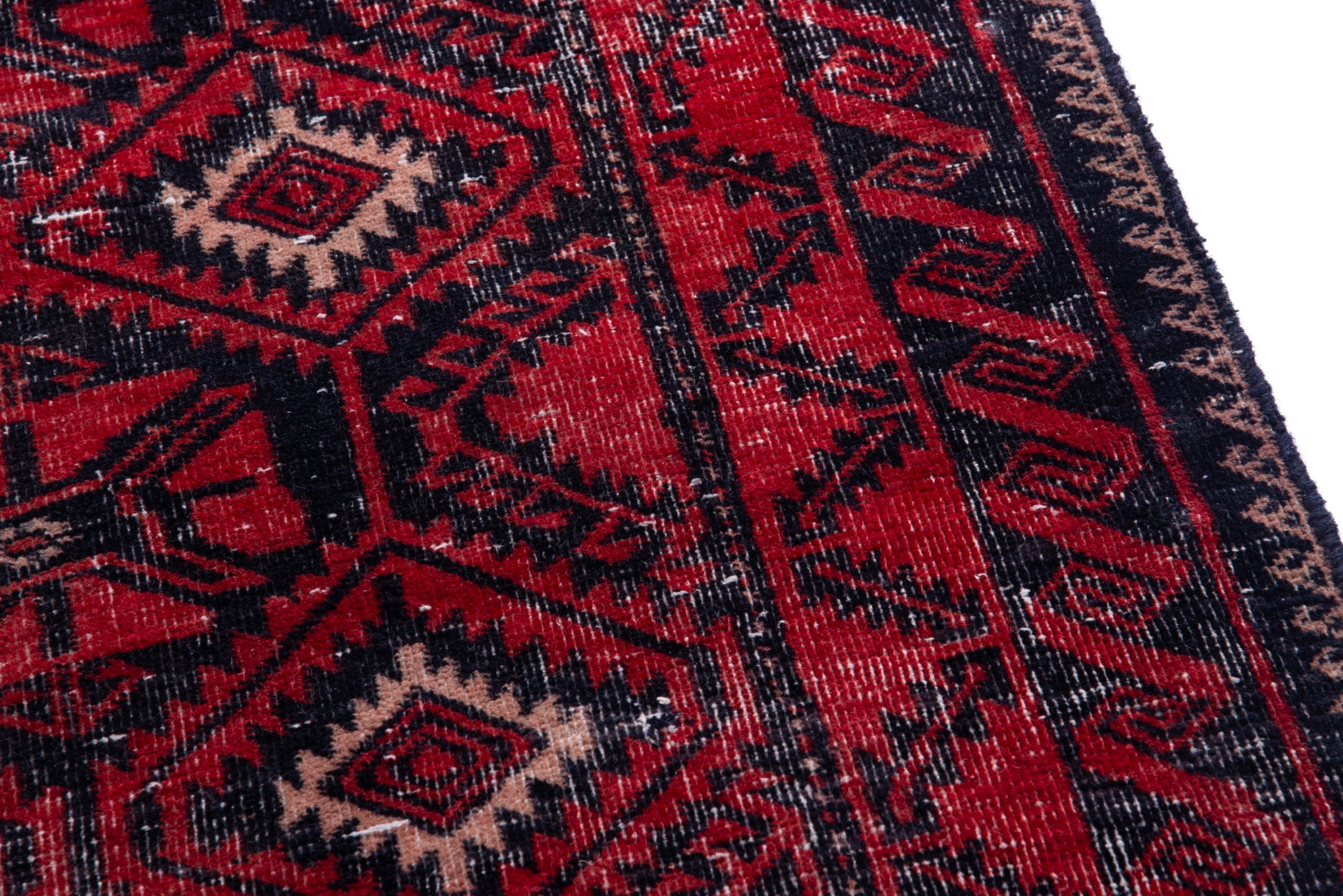 Persian Baluch runner rug in deep red and burgundy, view 7 of 18