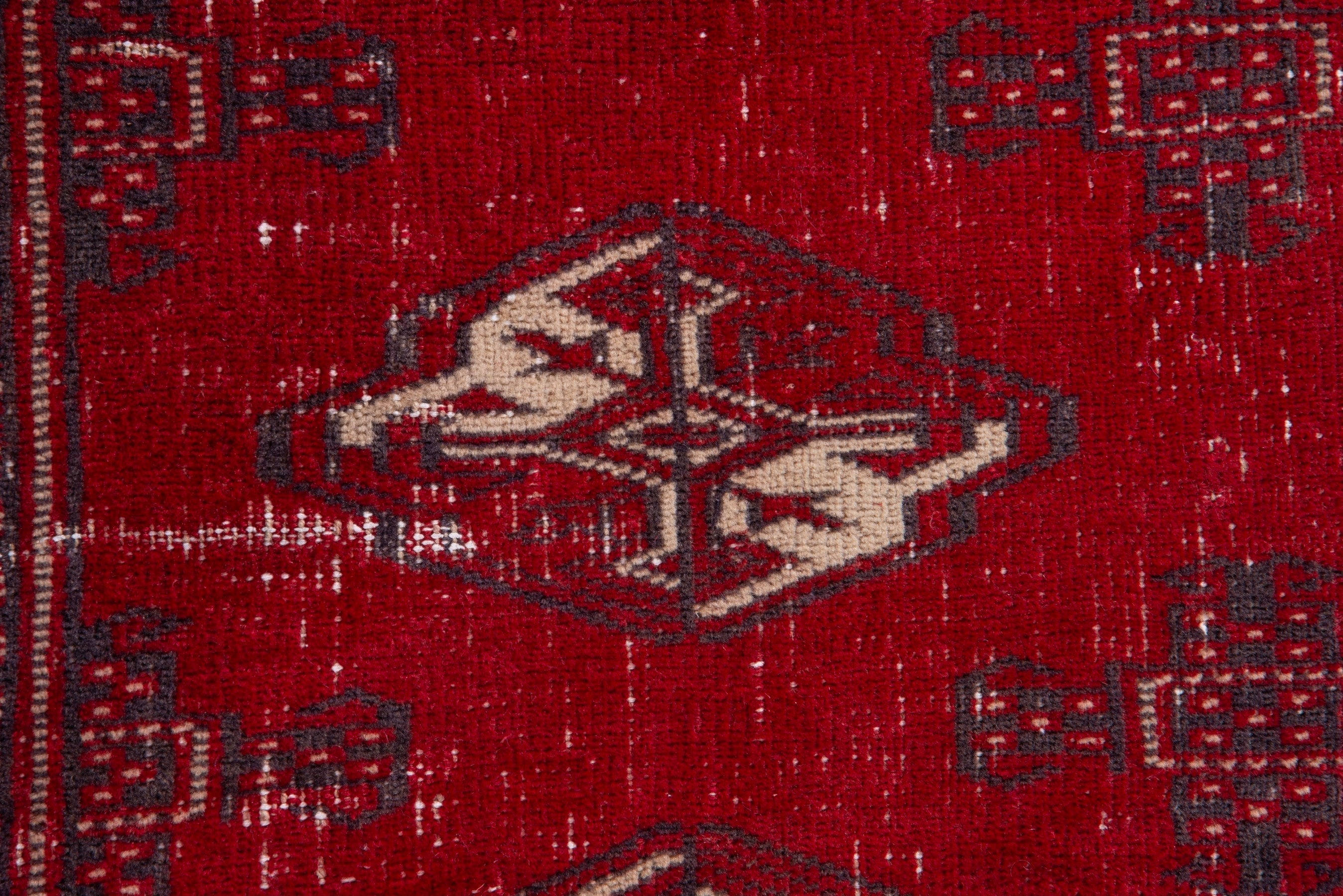 Persian Torkaman accent rug in deep red and cream, view 10 of 16