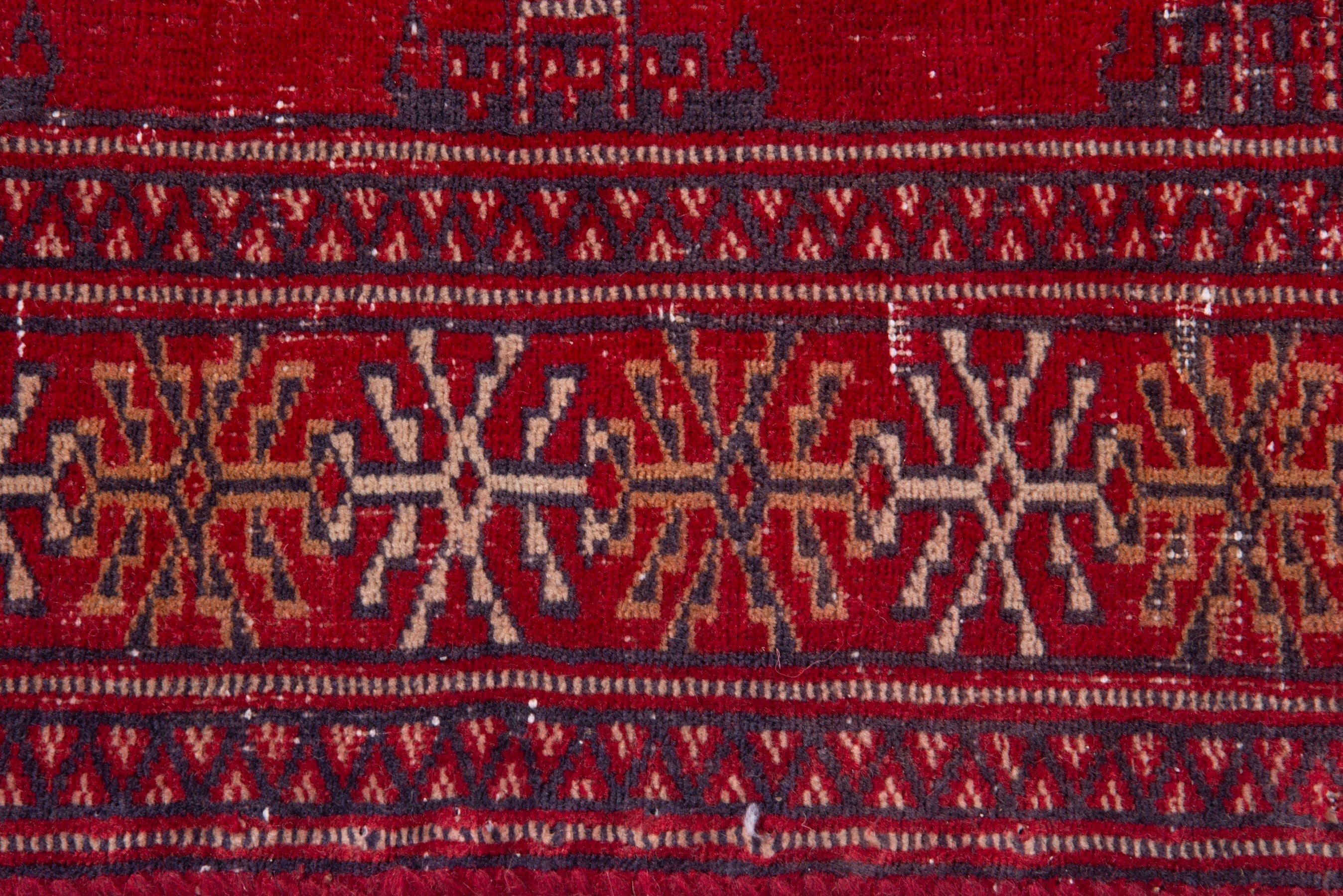 Persian Torkaman accent rug in deep red and cream, view 11 of 16