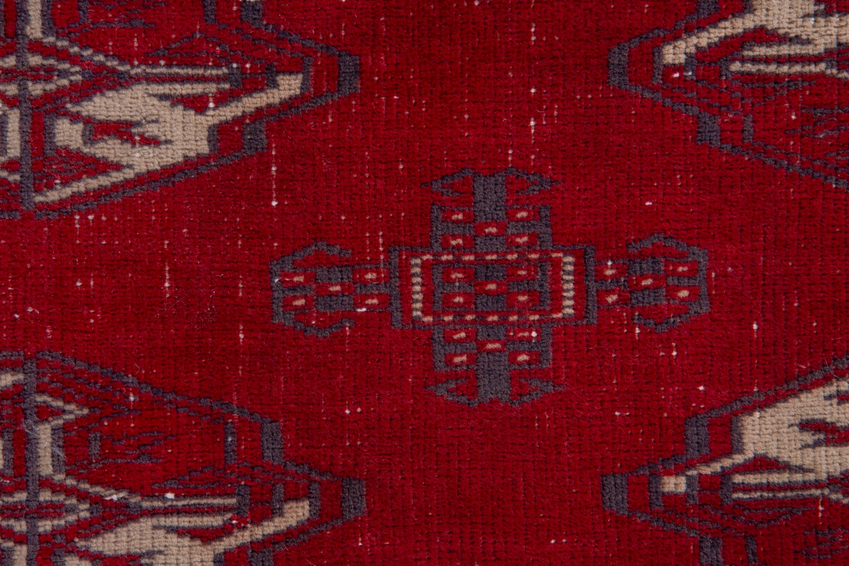 Persian Torkaman accent rug in deep red and cream, view 12 of 16