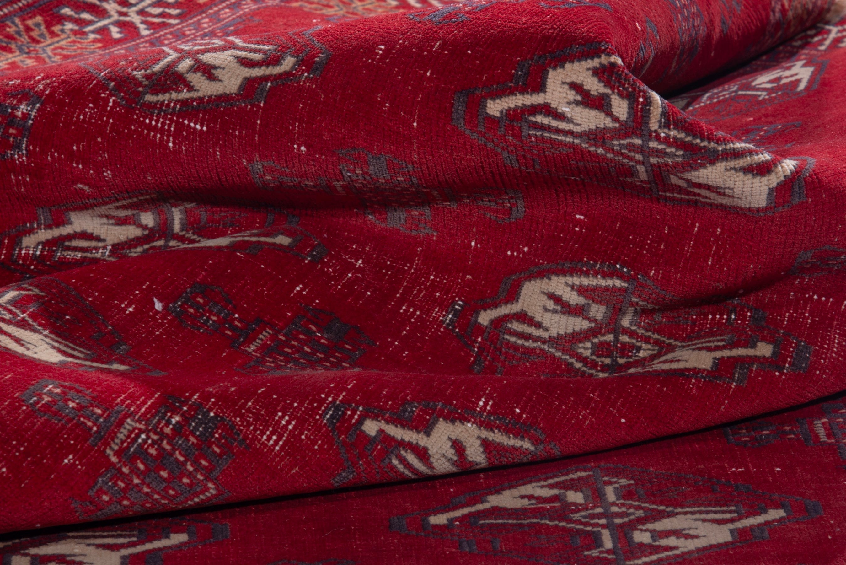 Persian Torkaman accent rug in deep red and cream, view 13 of 16