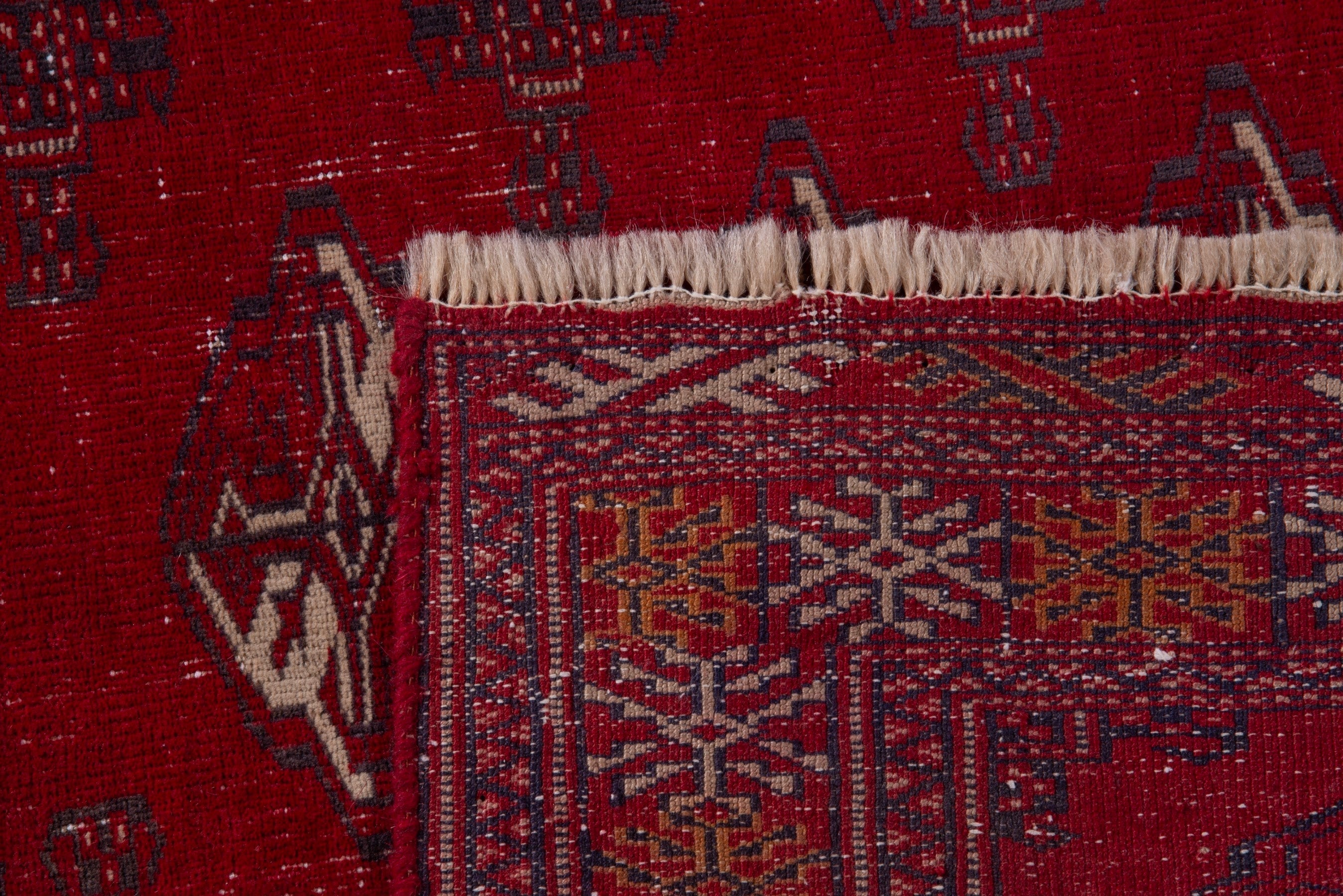 Persian Torkaman accent rug in deep red and cream, view 16 of 16