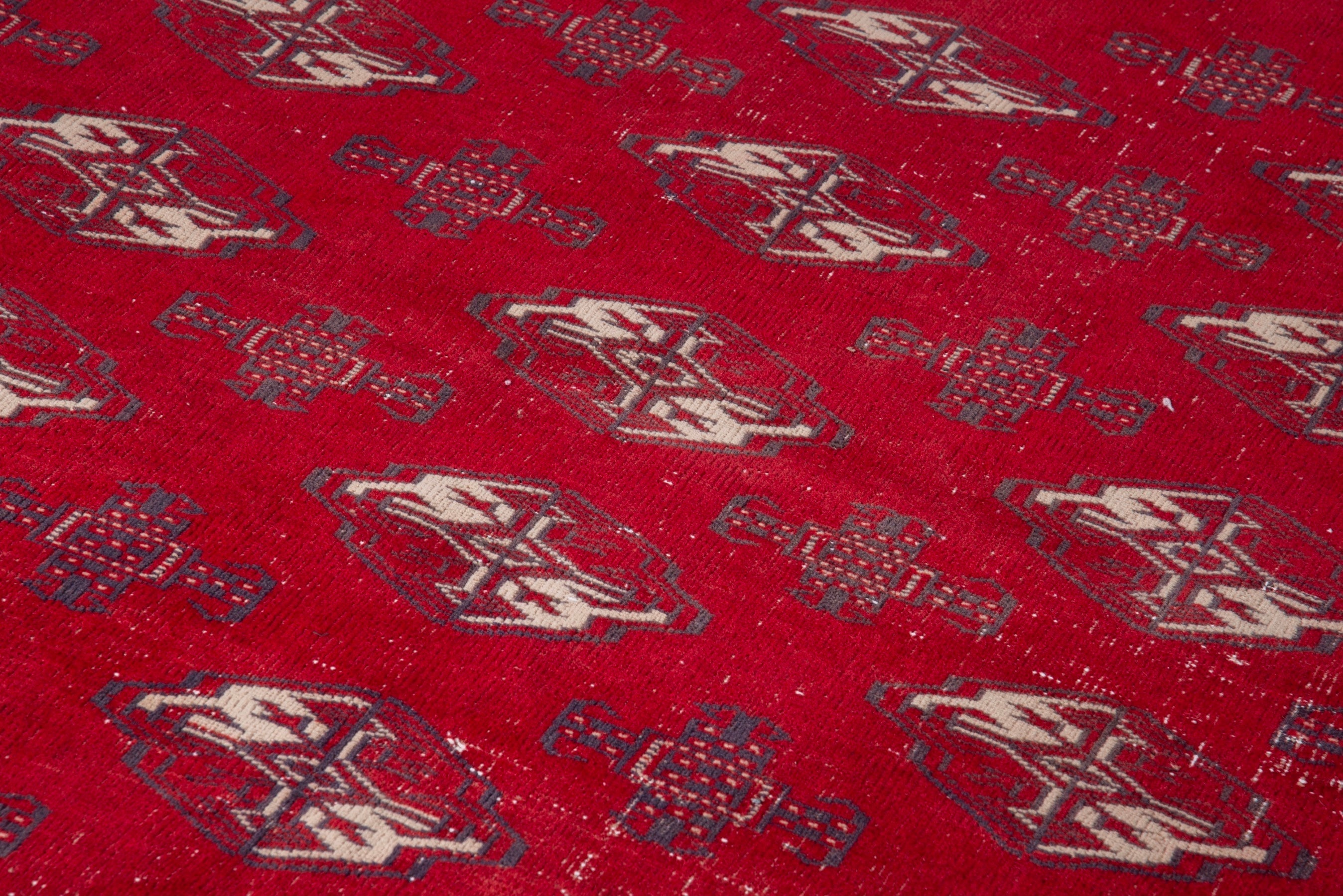 Persian Torkaman accent rug in deep red and cream, view 9 of 16