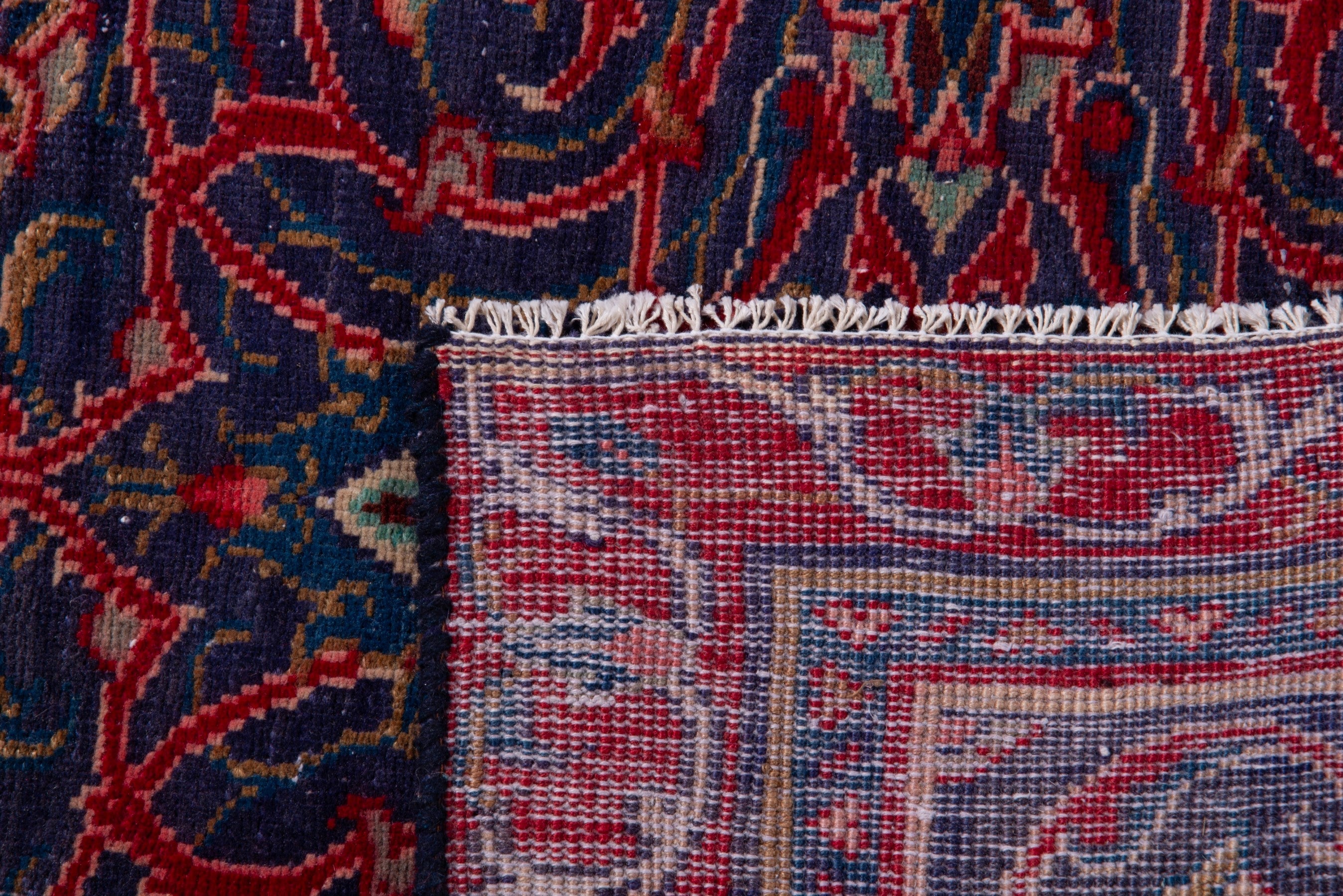 Persian Arak accent rug in deep red and navy, view 18 of 18