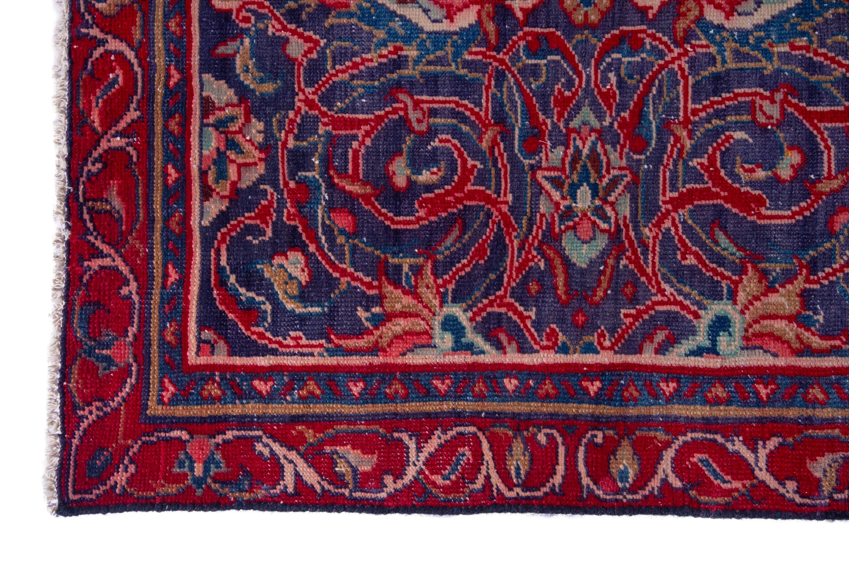 Persian Arak accent rug in deep red and navy, view 5 of 18