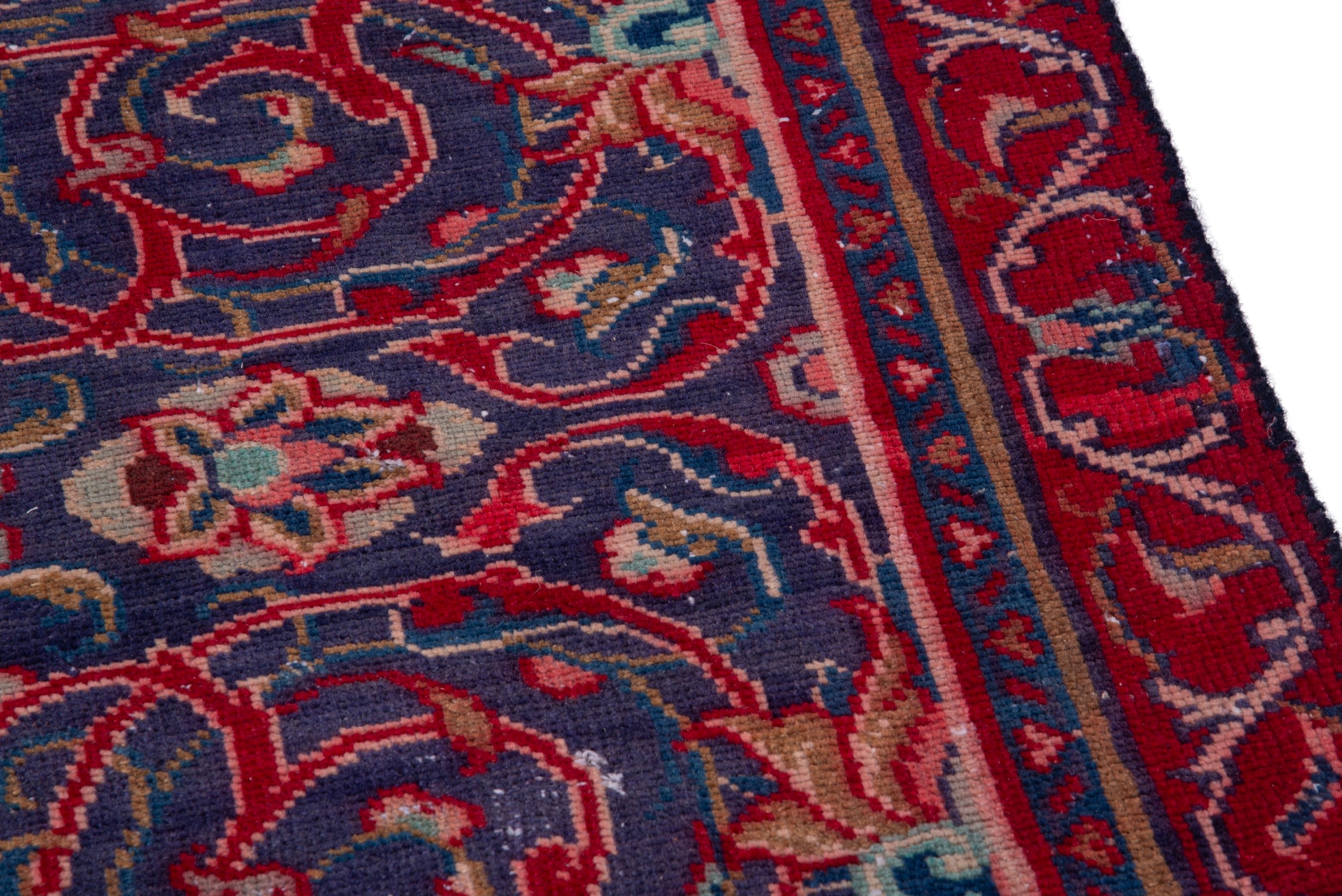 Persian Arak accent rug in deep red and navy, view 7 of 18