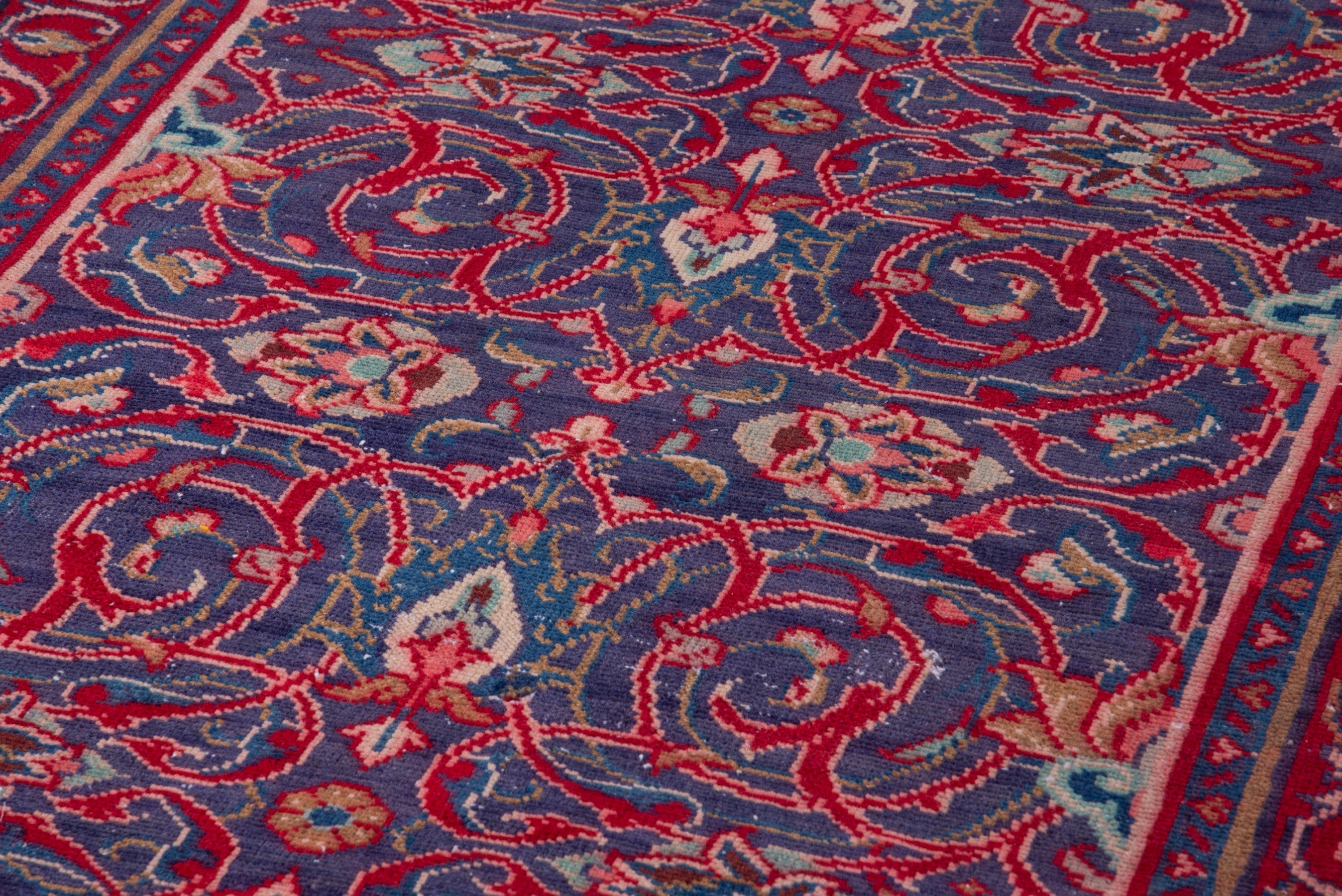 Persian Arak accent rug in deep red and navy, view 9 of 18