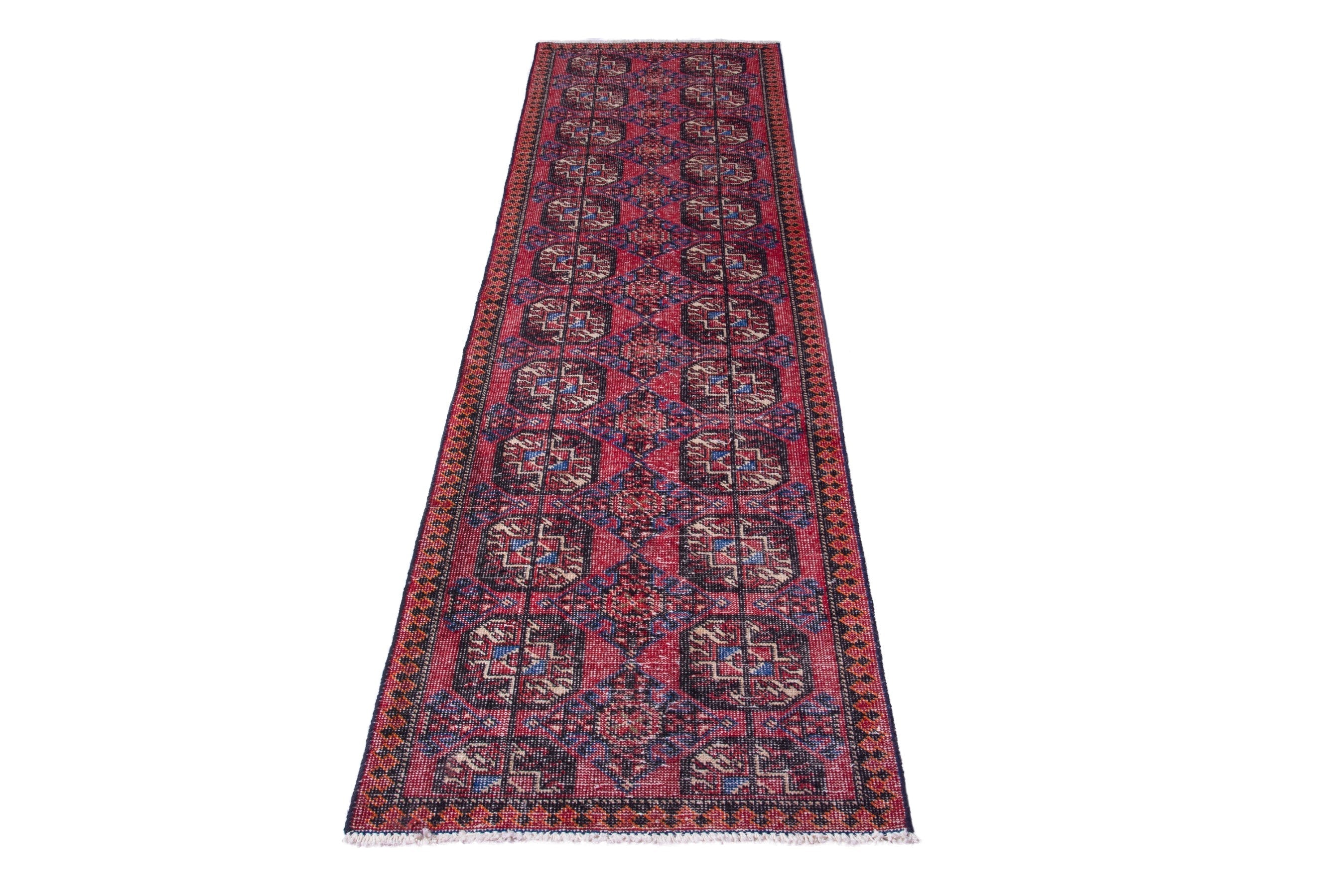 Persian Ferdos runner rug in burgundy and deep red, view 3 of 17