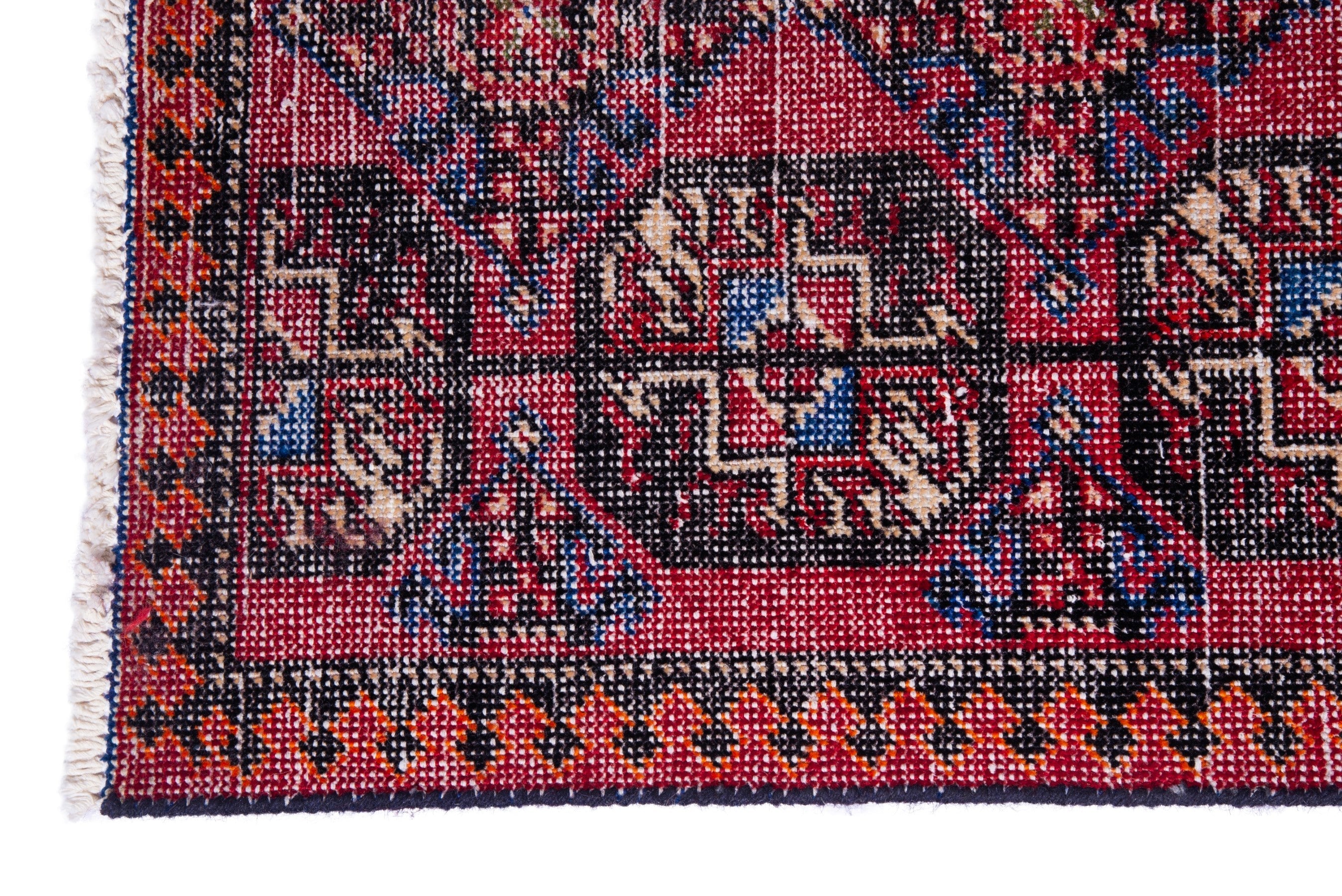 Persian Ferdos runner rug in burgundy and deep red, view 5 of 17