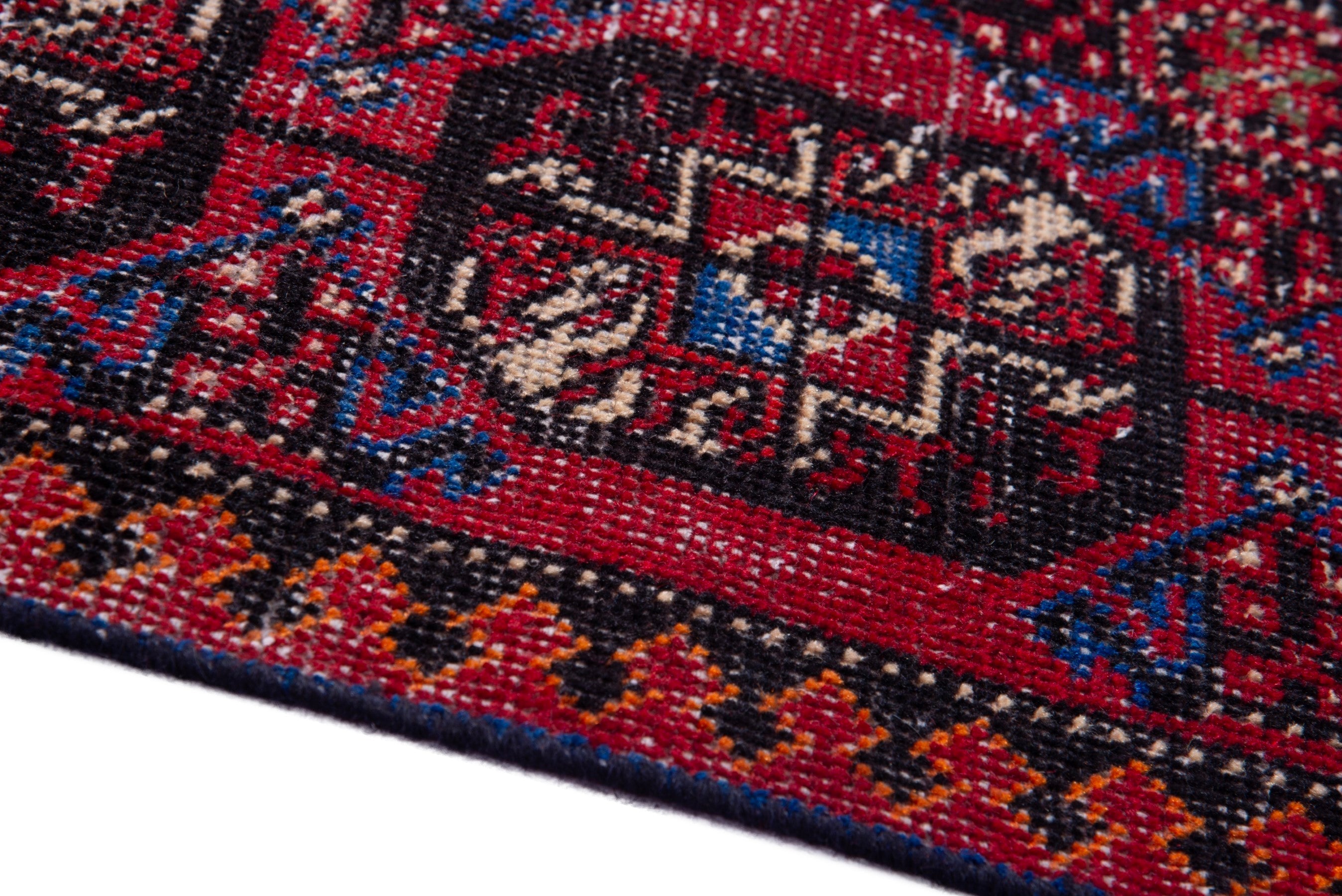 Persian Ferdos runner rug in burgundy and deep red, view 8 of 17
