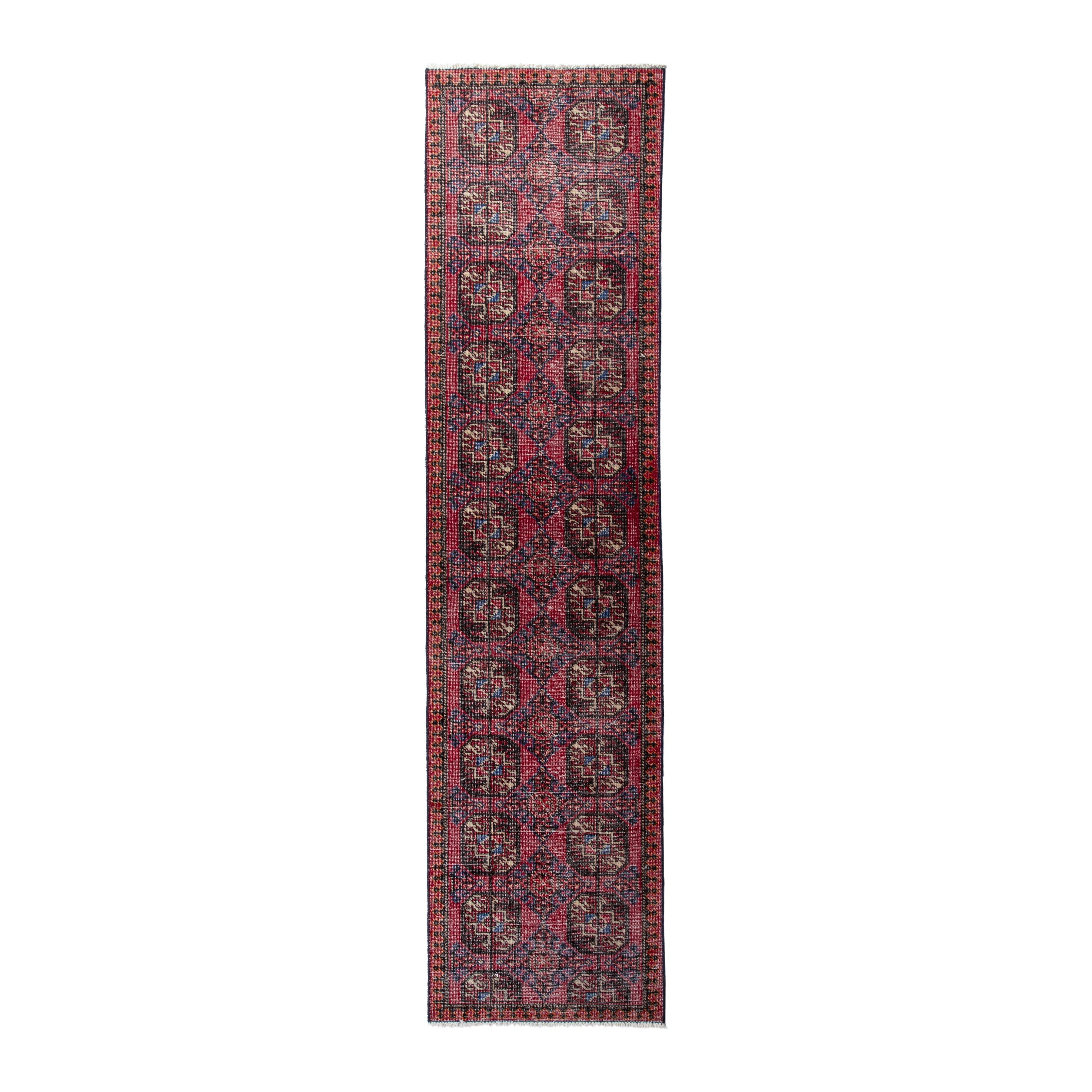 Persian Ferdos runner rug in burgundy and deep red, 2'2" x 8'10"