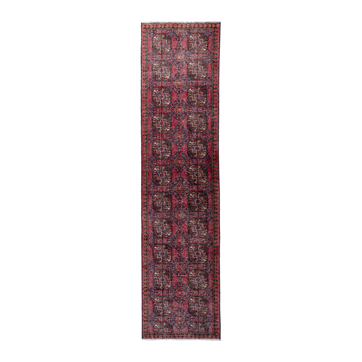 Persian Ferdos runner rug in burgundy and deep red, 2'2" x 8'10"
