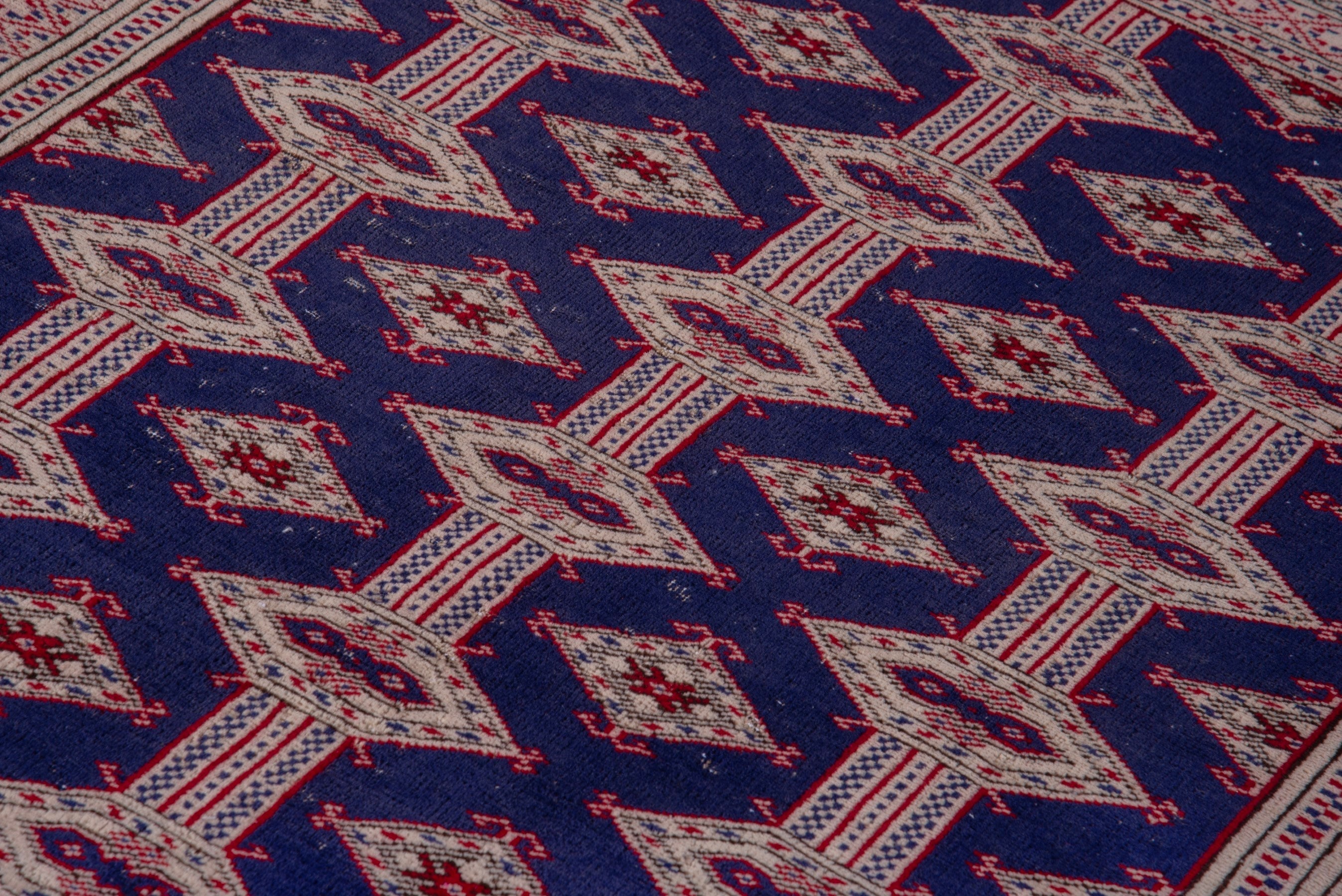 Persian Torkaman accent rug in navy and rose, view 9 of 15