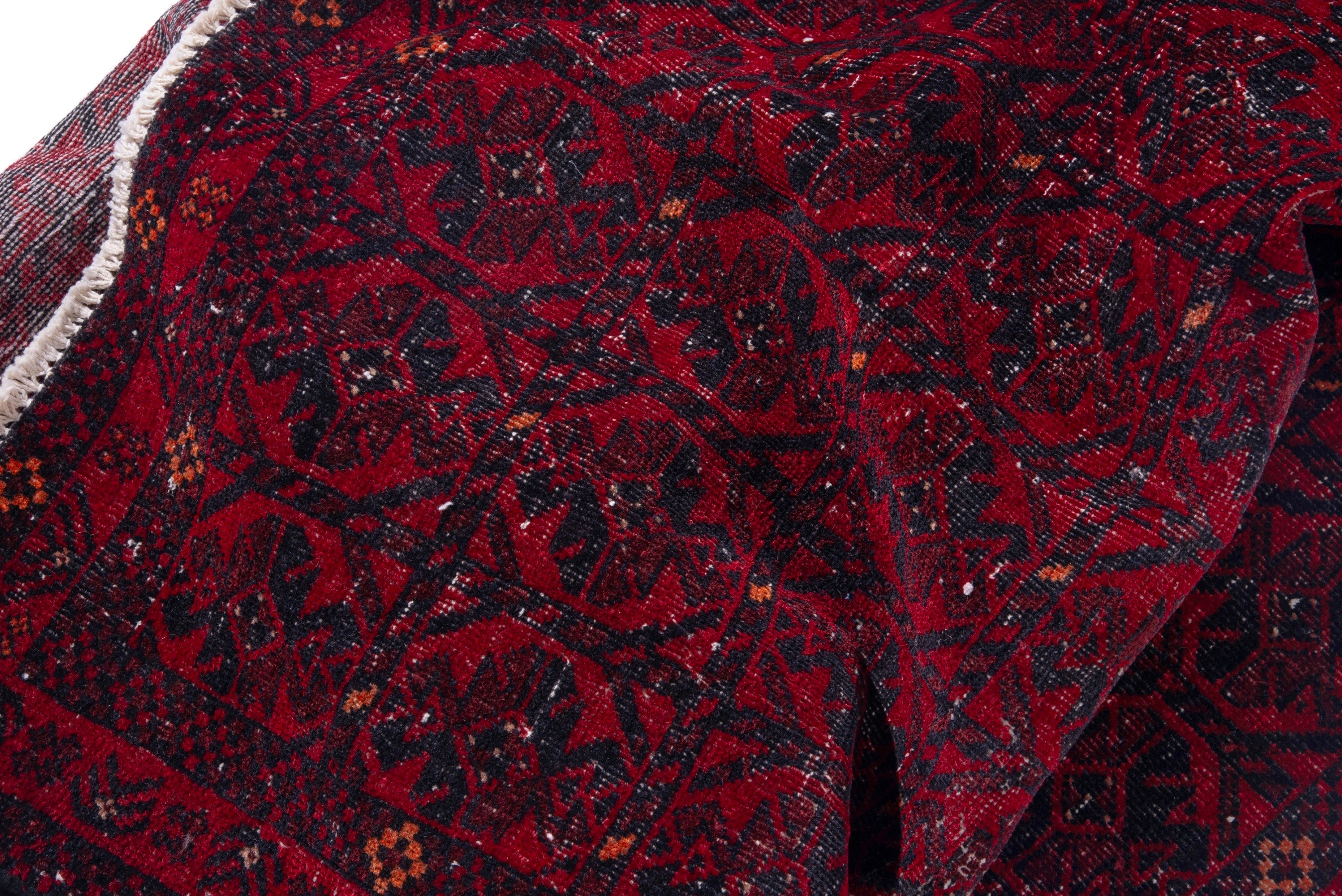 Persian Baluch runner rug in deep red and burgundy, view 12 of 17
