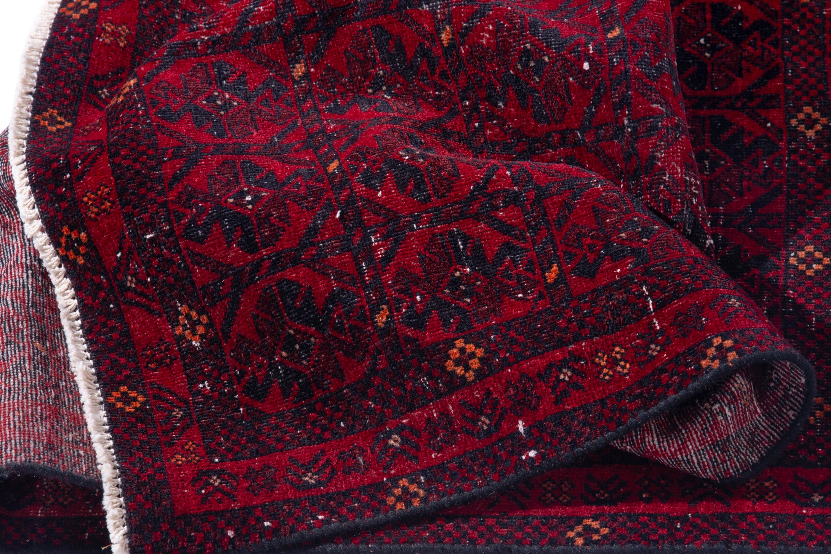 Persian Baluch runner rug in deep red and burgundy, view 15 of 17
