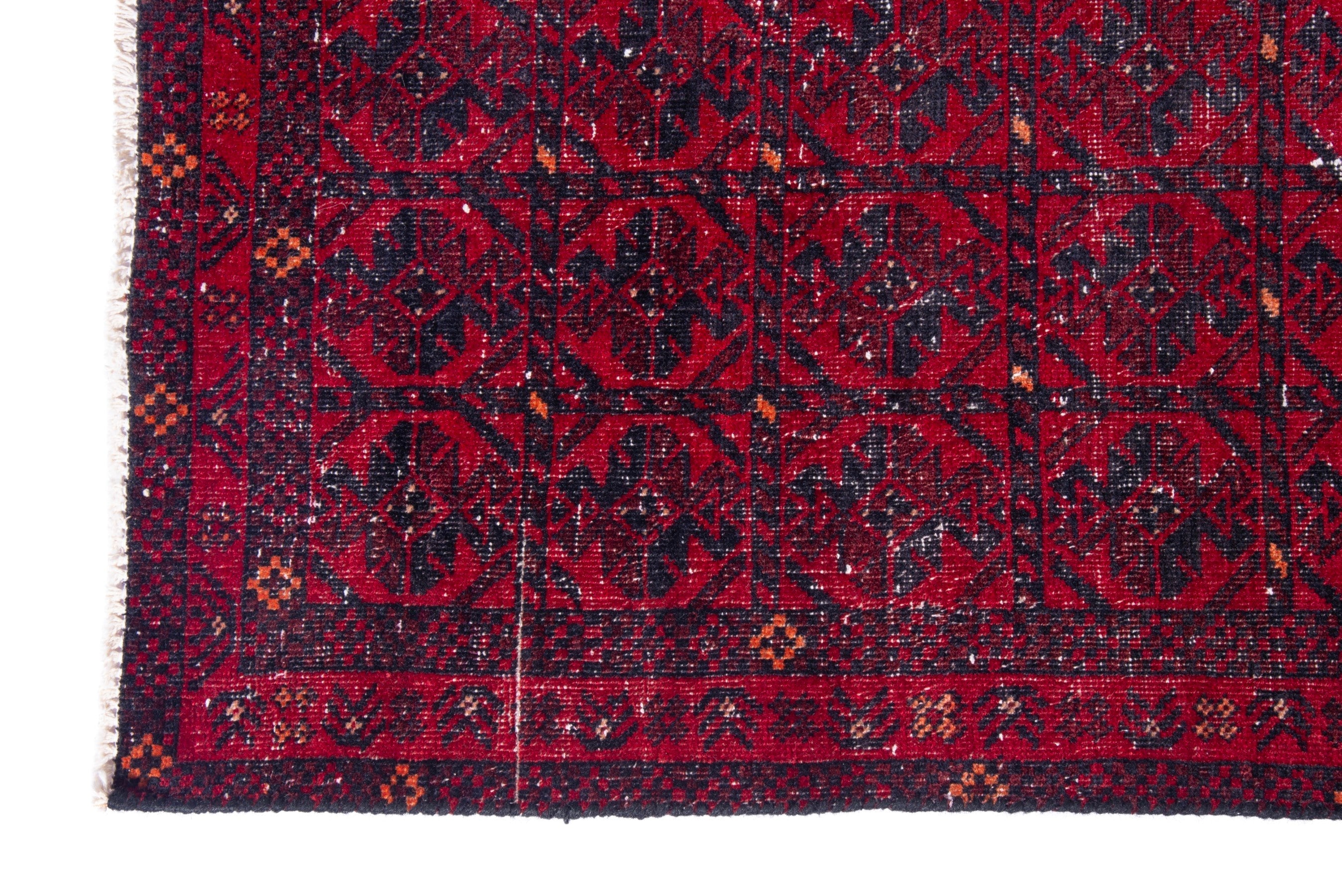 Persian Baluch runner rug in deep red and burgundy, view 5 of 17