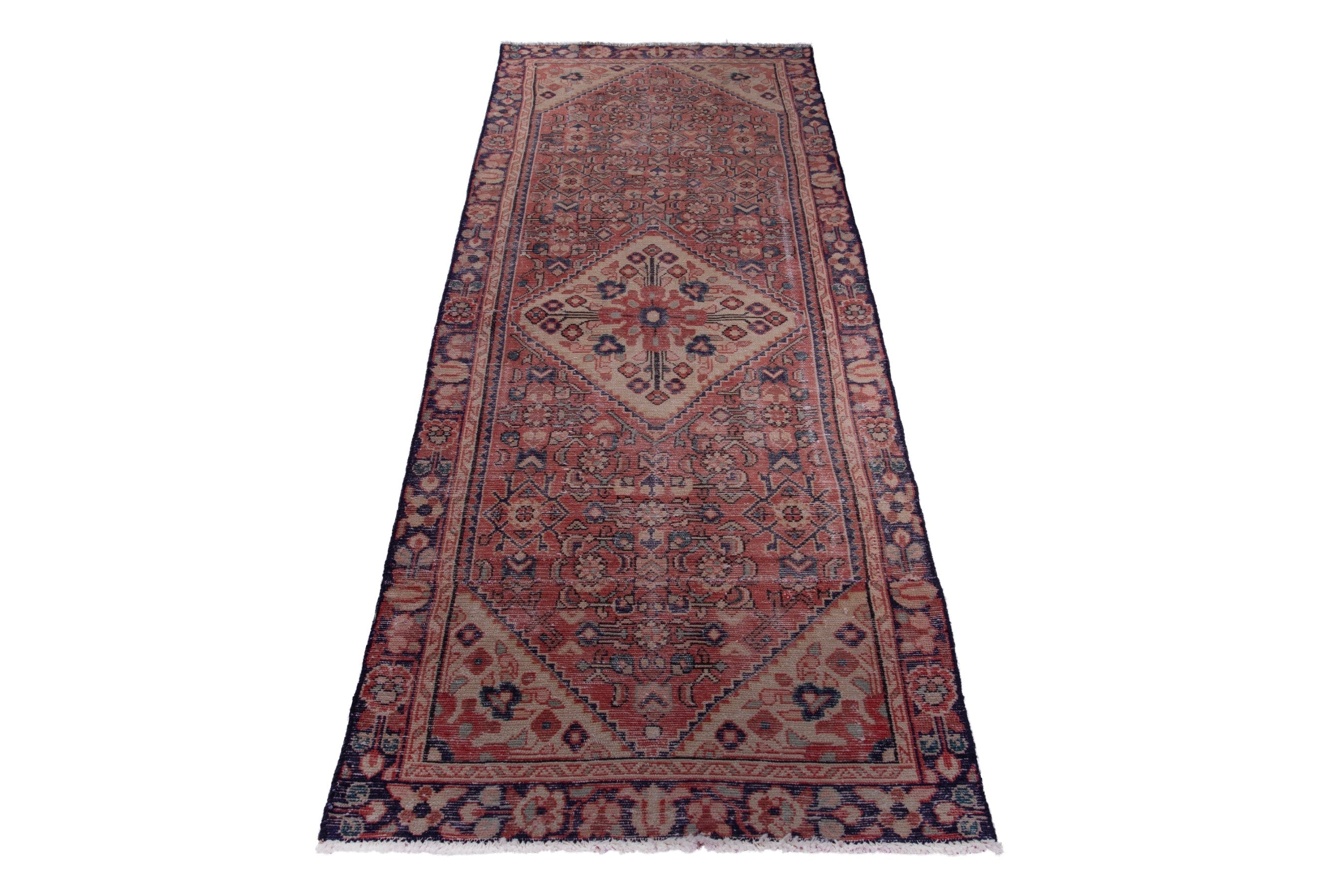 Persian Hamedan runner rug in deep red and burgundy, view 2 of 19