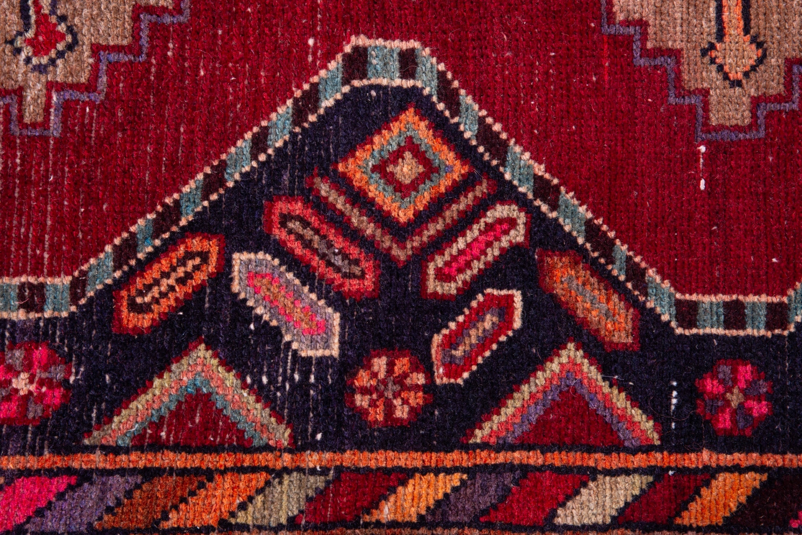 Persian Hamedan runner rug in deep red and ivory, view 10 of 18