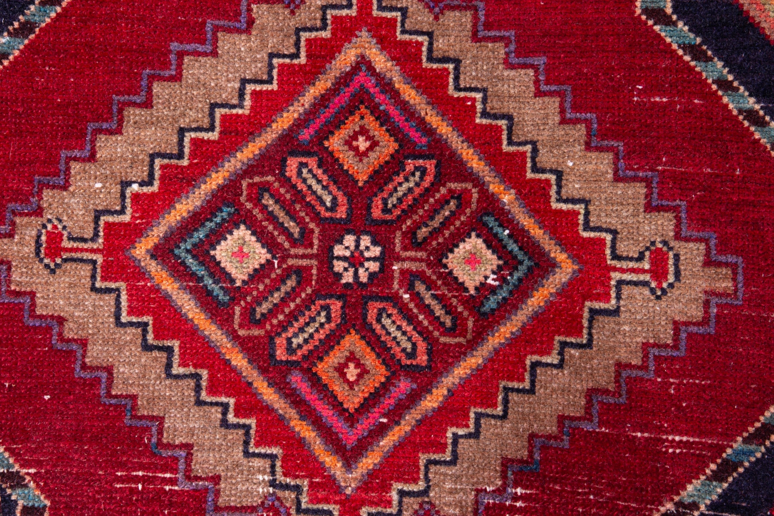 Persian Hamedan runner rug in deep red and ivory, view 12 of 18
