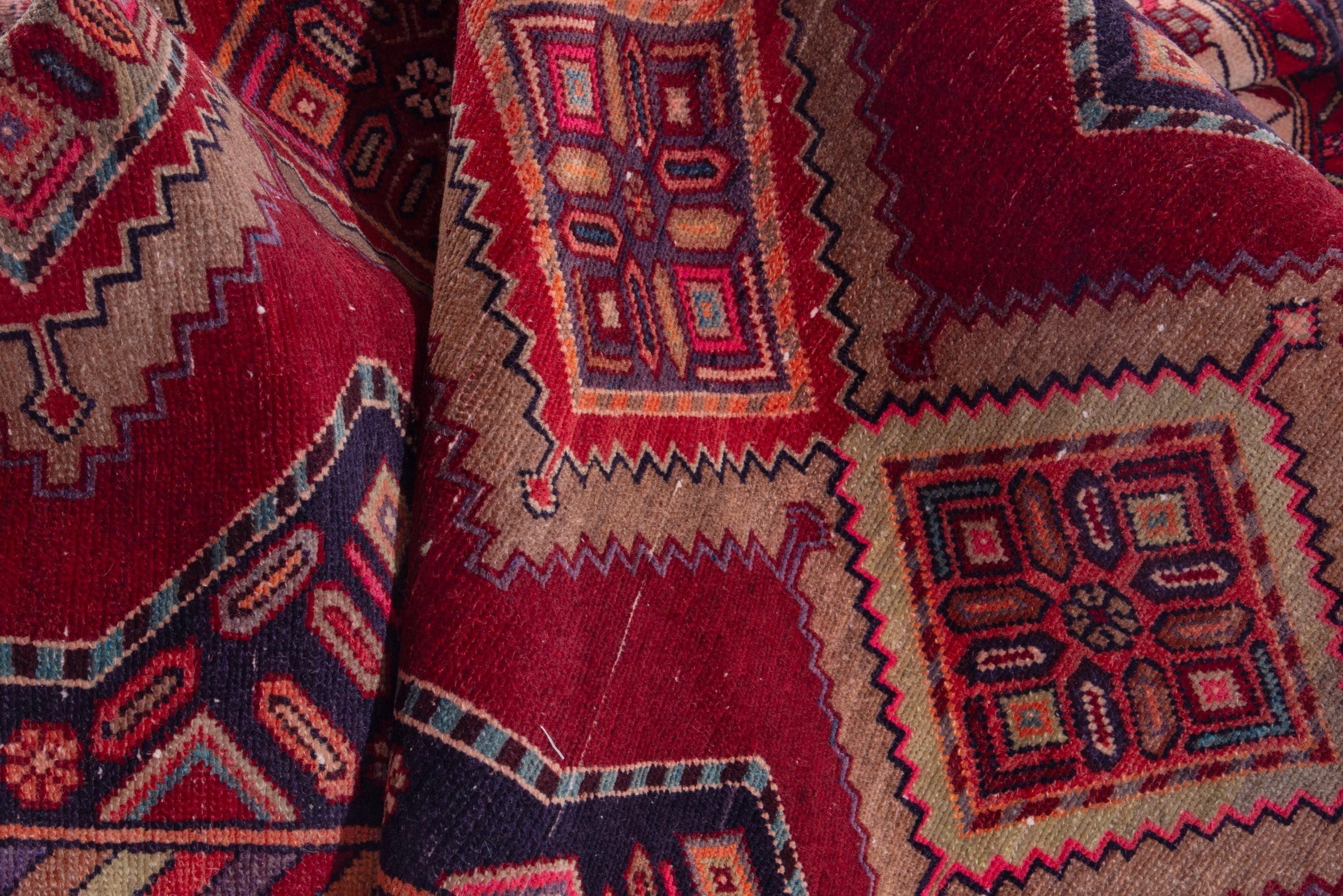 Persian Hamedan runner rug in deep red and ivory, view 13 of 18