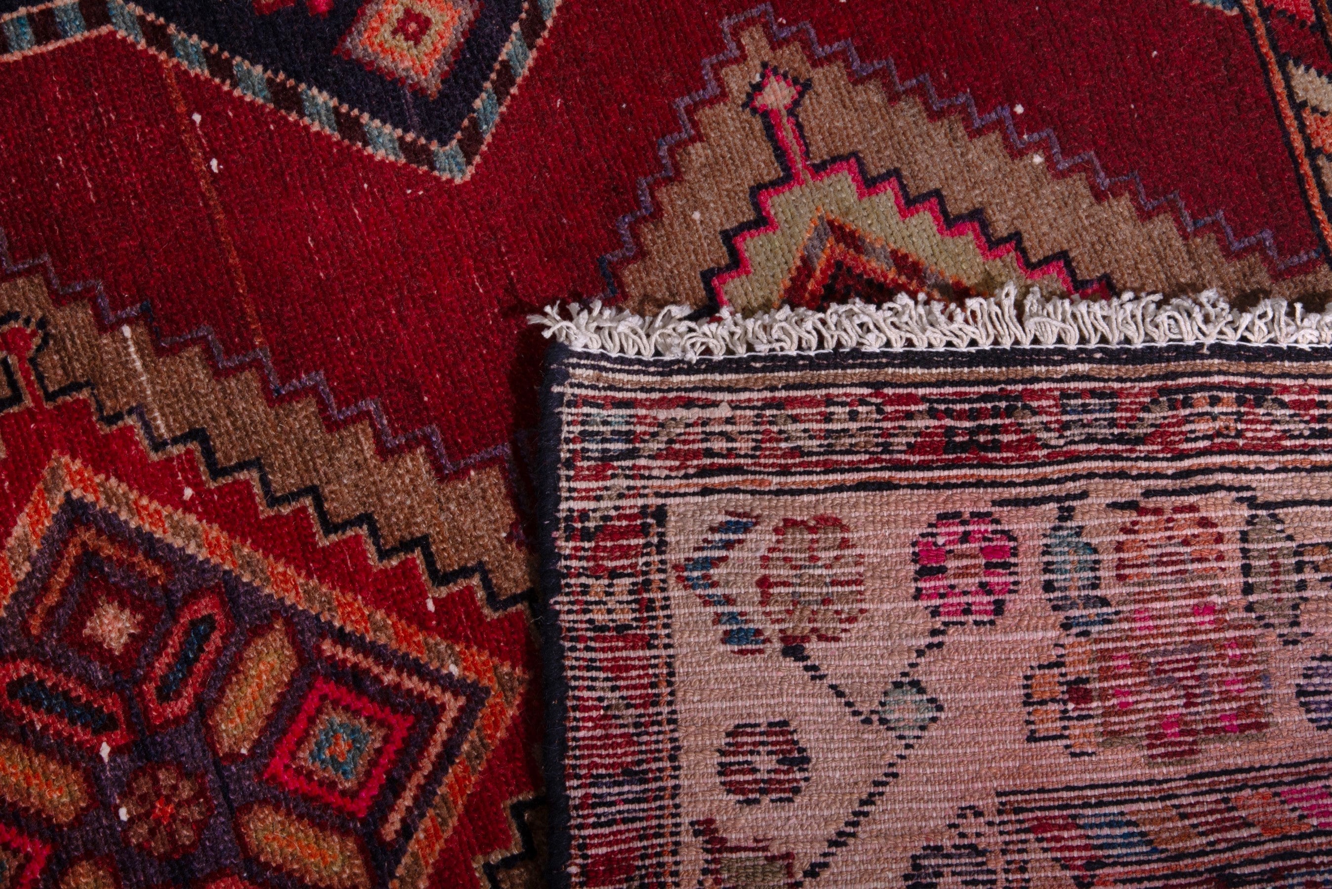 Persian Hamedan runner rug in deep red and ivory, view 18 of 18