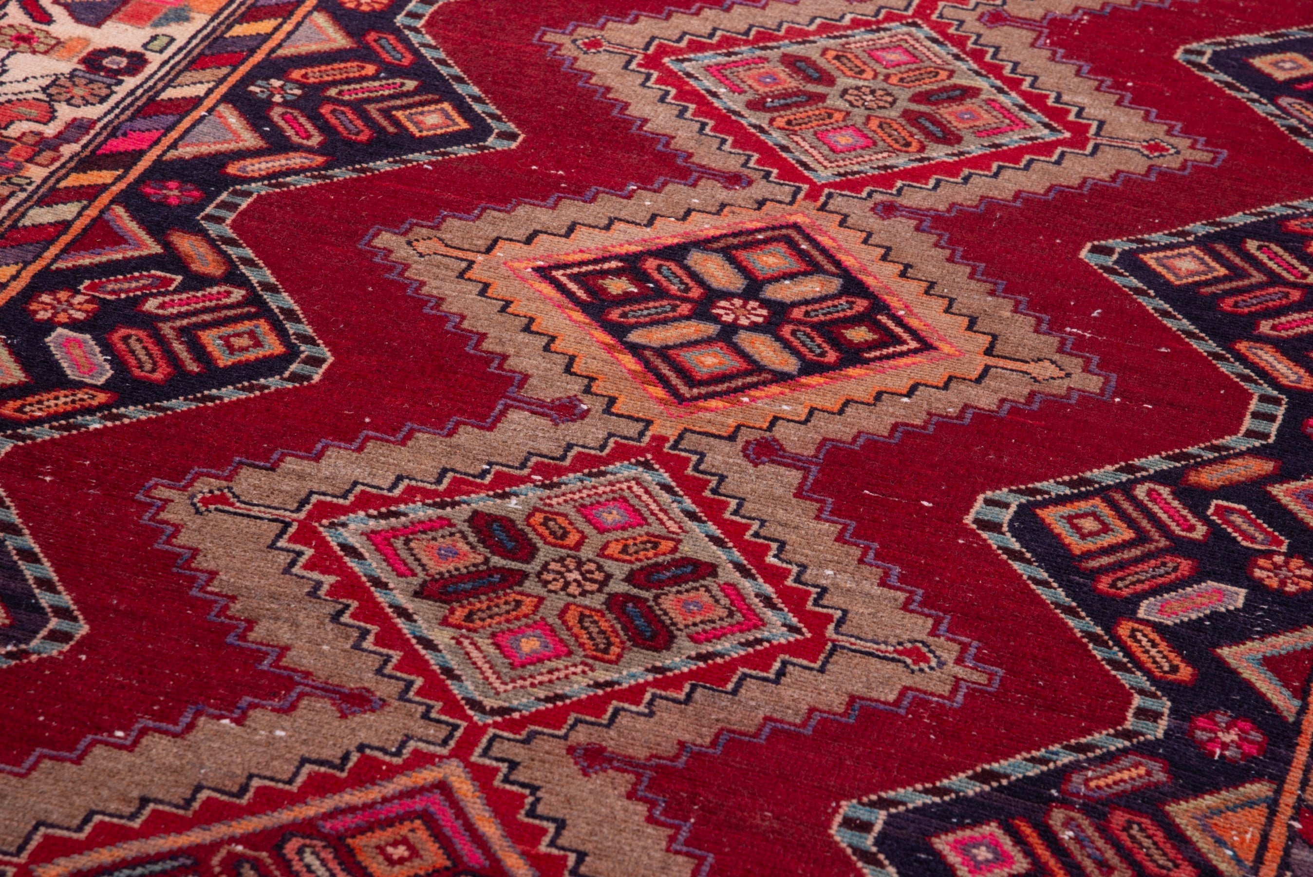 Persian Hamedan runner rug in deep red and ivory, view 9 of 18