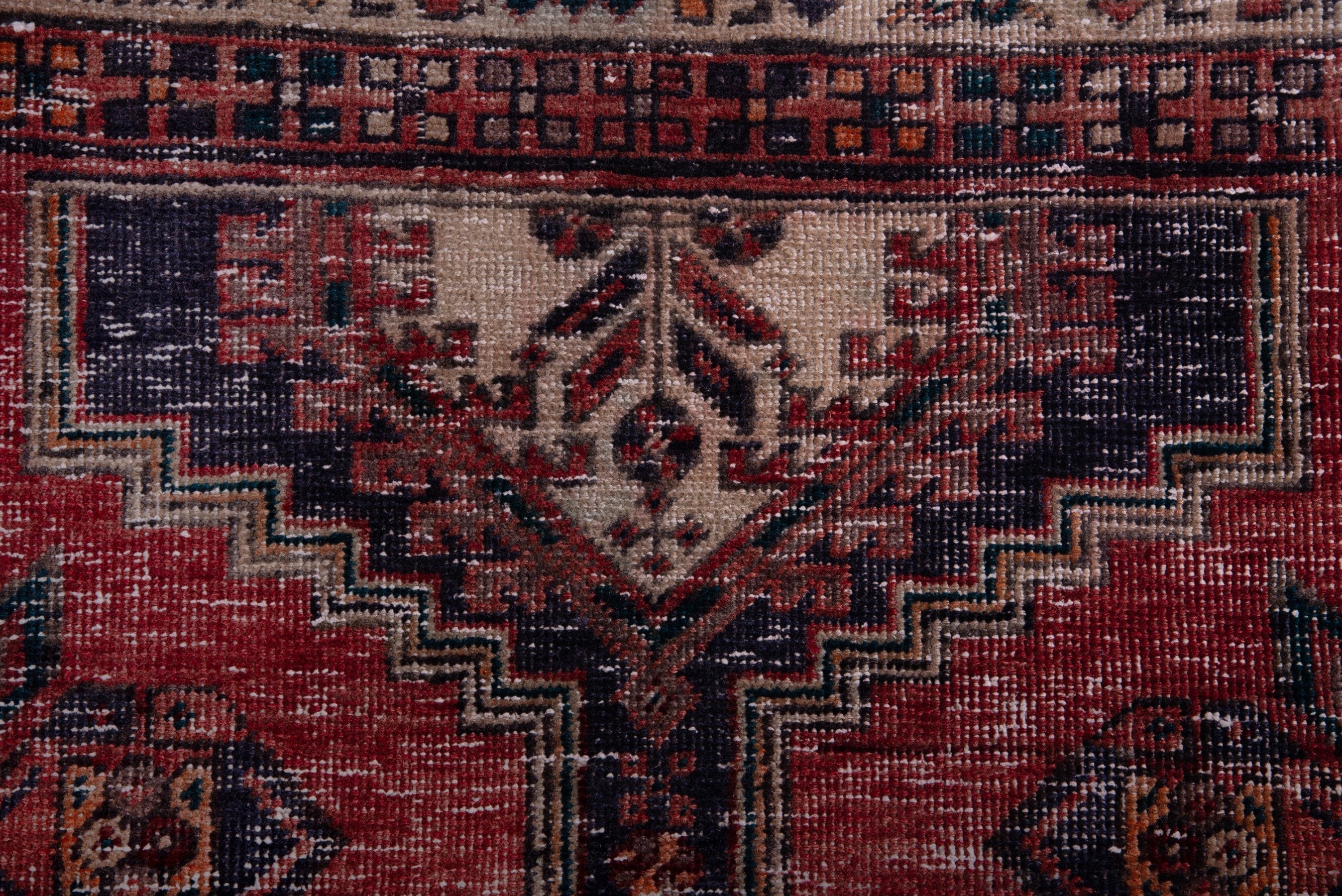 Persian Ardabil runner rug in deep red and dark blue, view 10 of 17