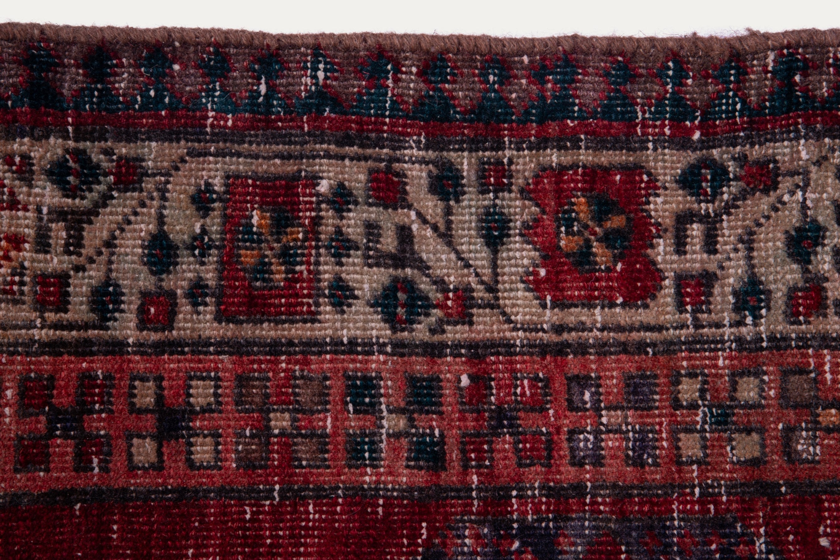 Persian Ardabil runner rug in deep red and dark blue, view 12 of 17