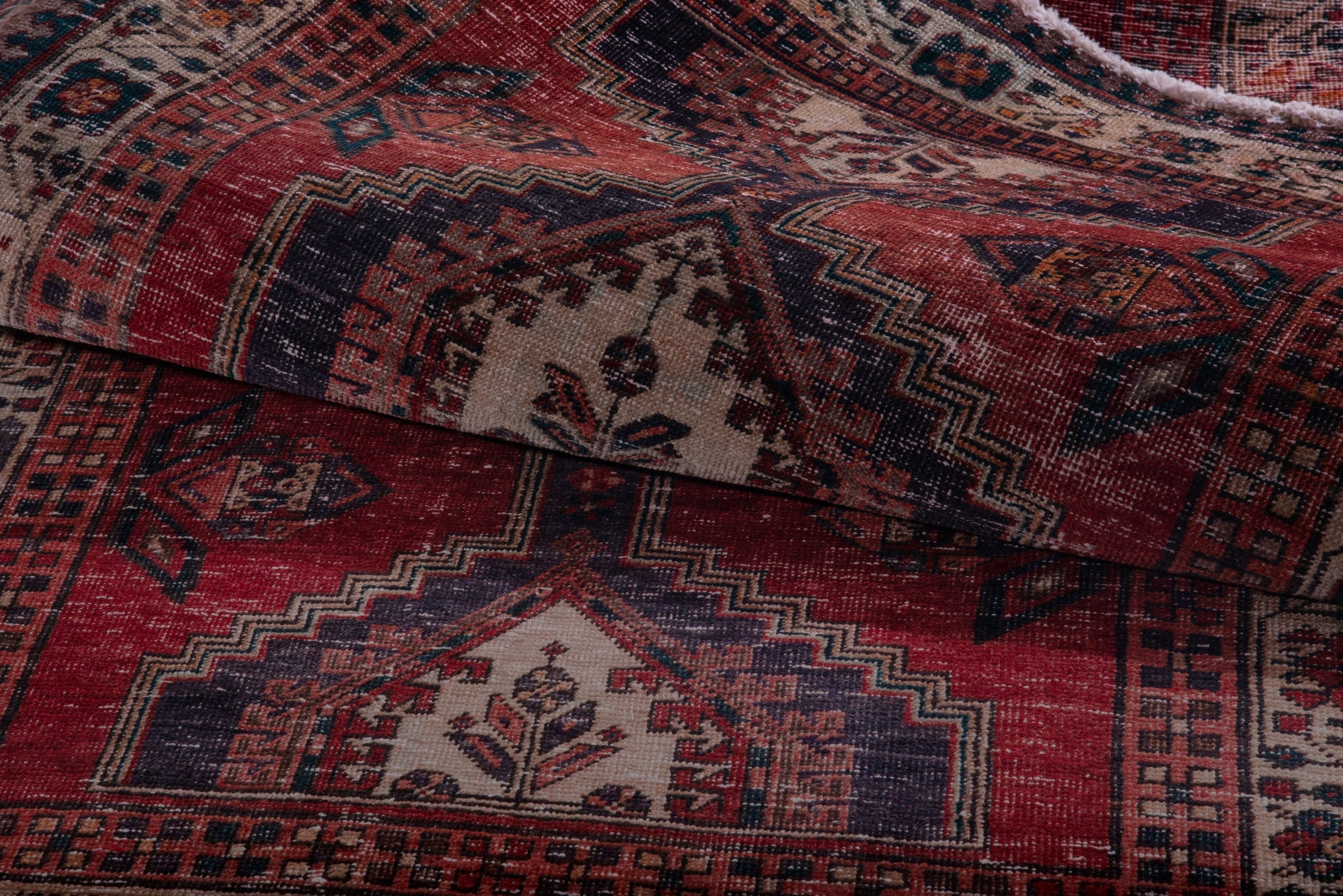 Persian Ardabil runner rug in deep red and dark blue, view 13 of 17