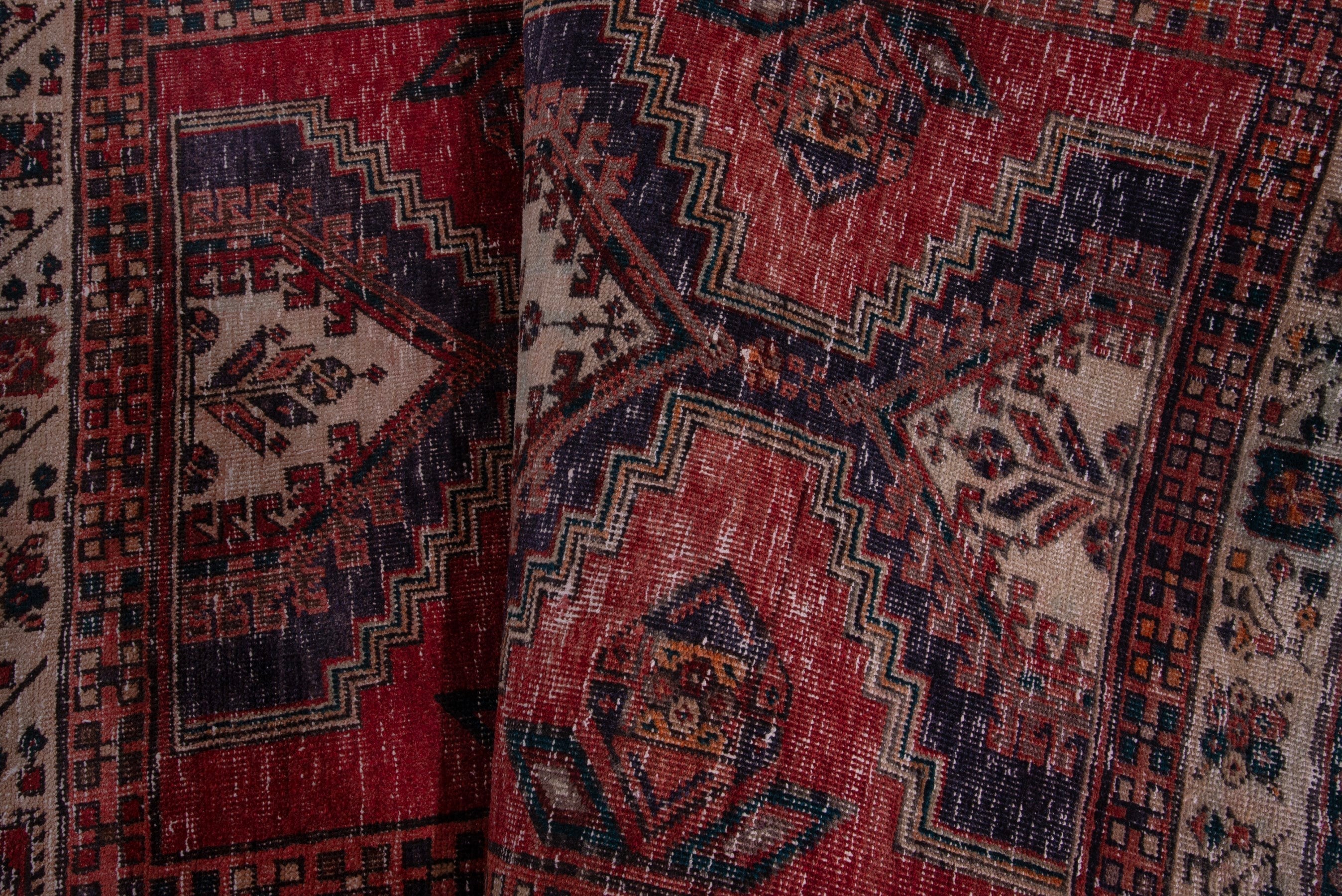 Persian Ardabil runner rug in deep red and dark blue, view 14 of 17