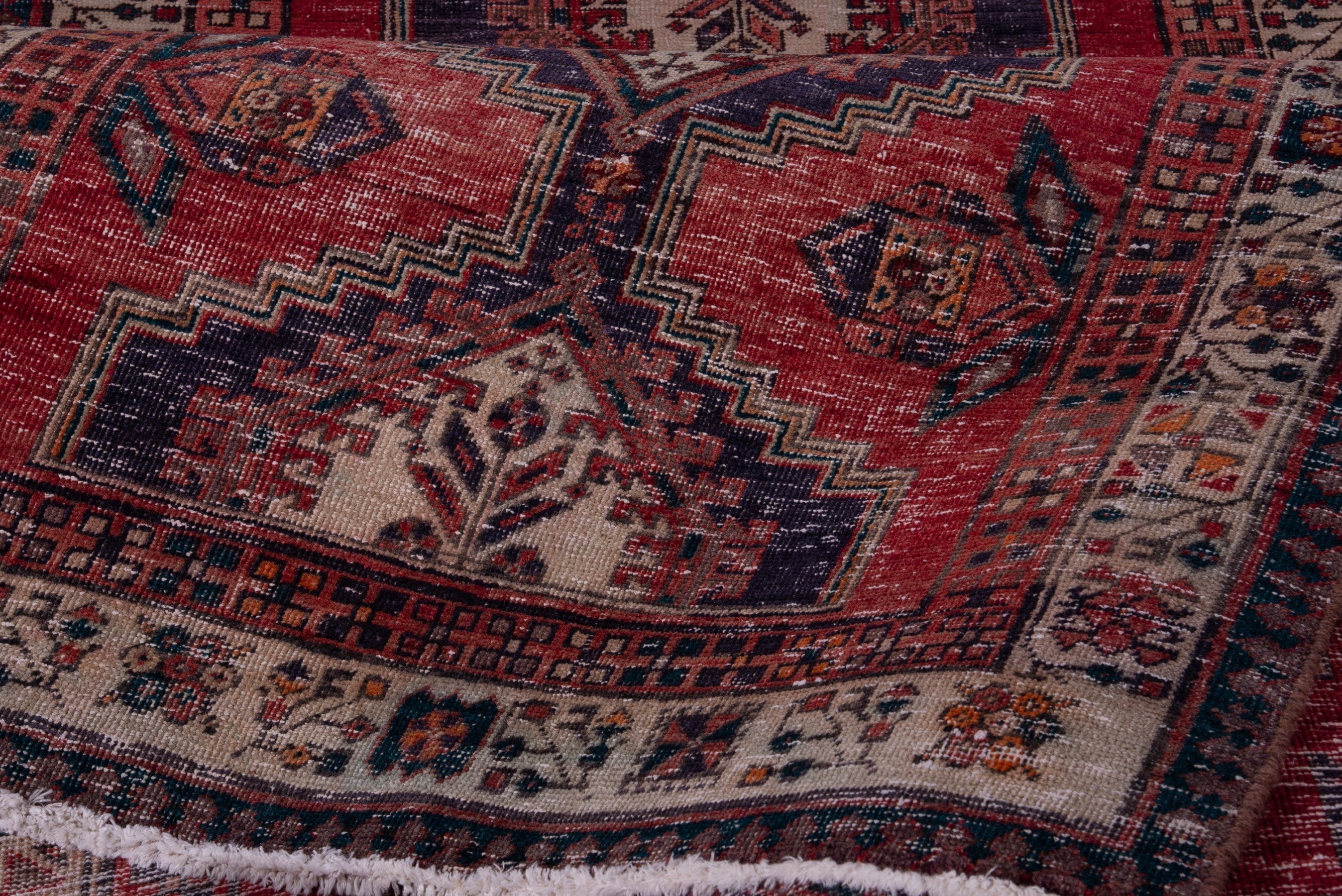 Persian Ardabil runner rug in deep red and dark blue, view 15 of 17