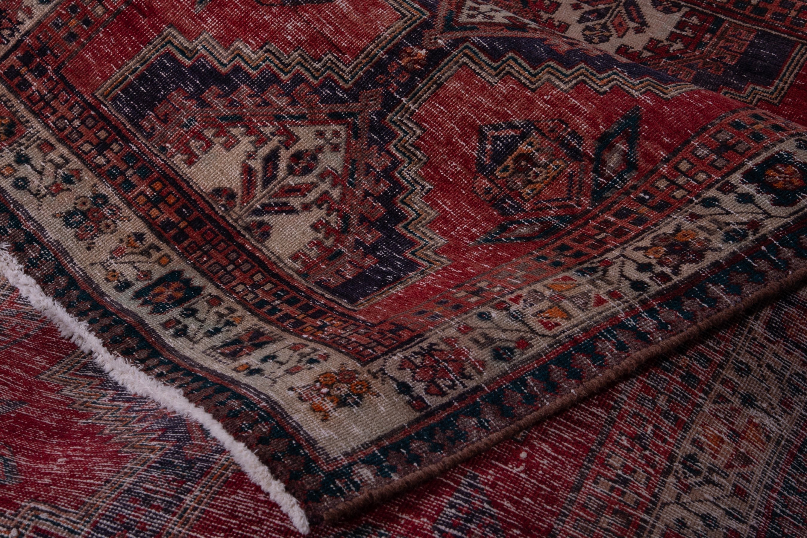 Persian Ardabil runner rug in deep red and dark blue, view 16 of 17