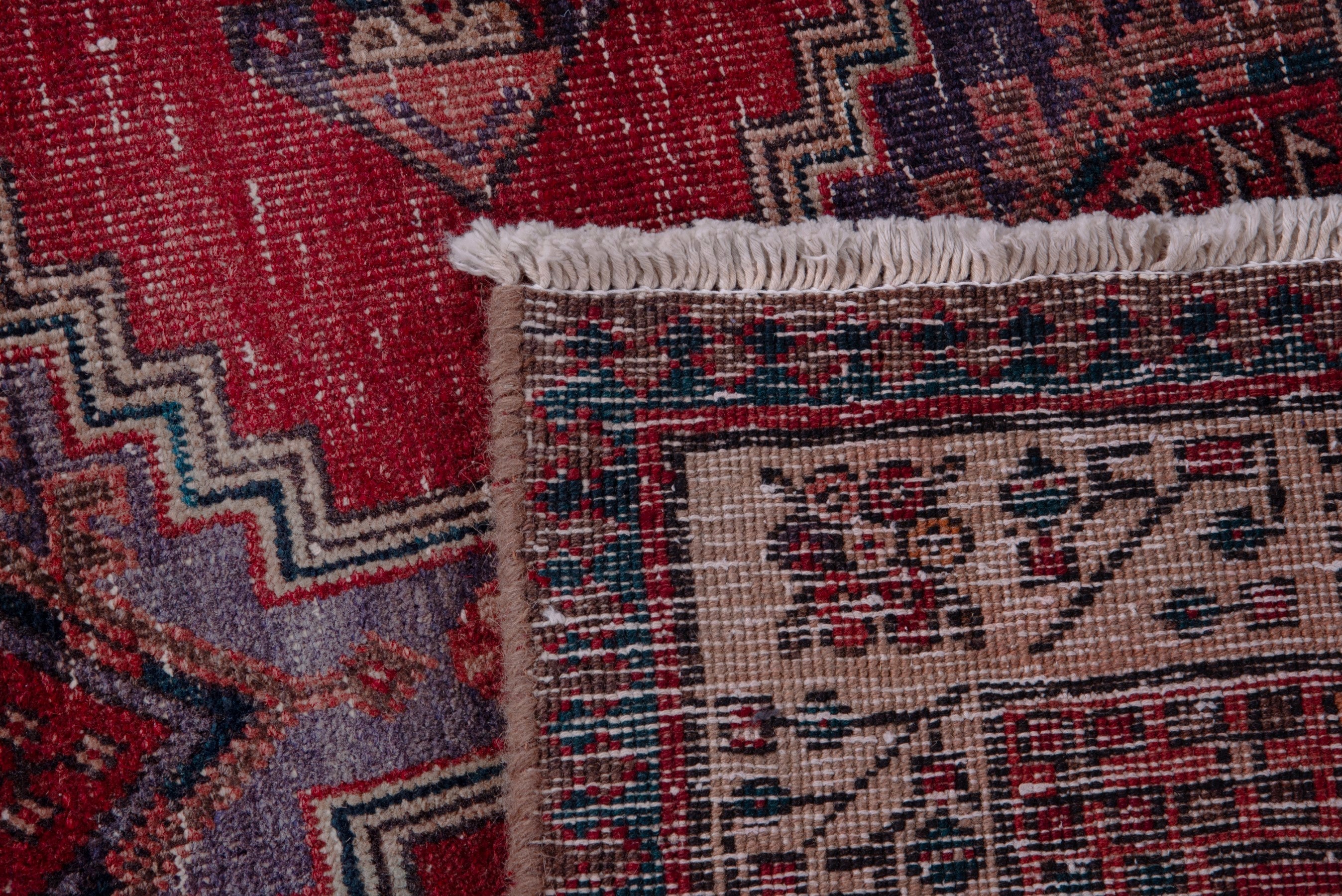 Persian Ardabil runner rug in deep red and dark blue, view 17 of 17