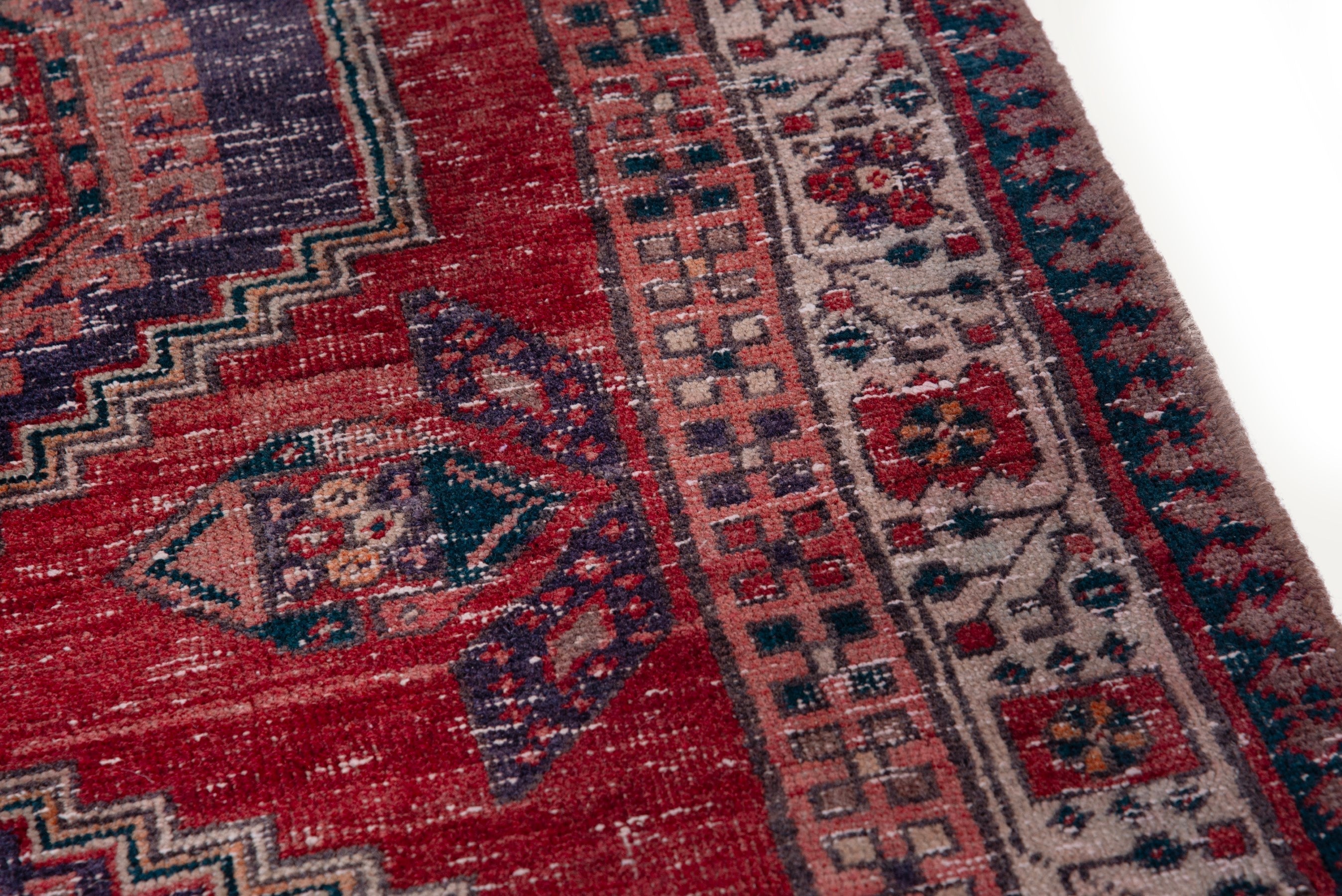 Persian Ardabil runner rug in deep red and dark blue, view 4 of 17
