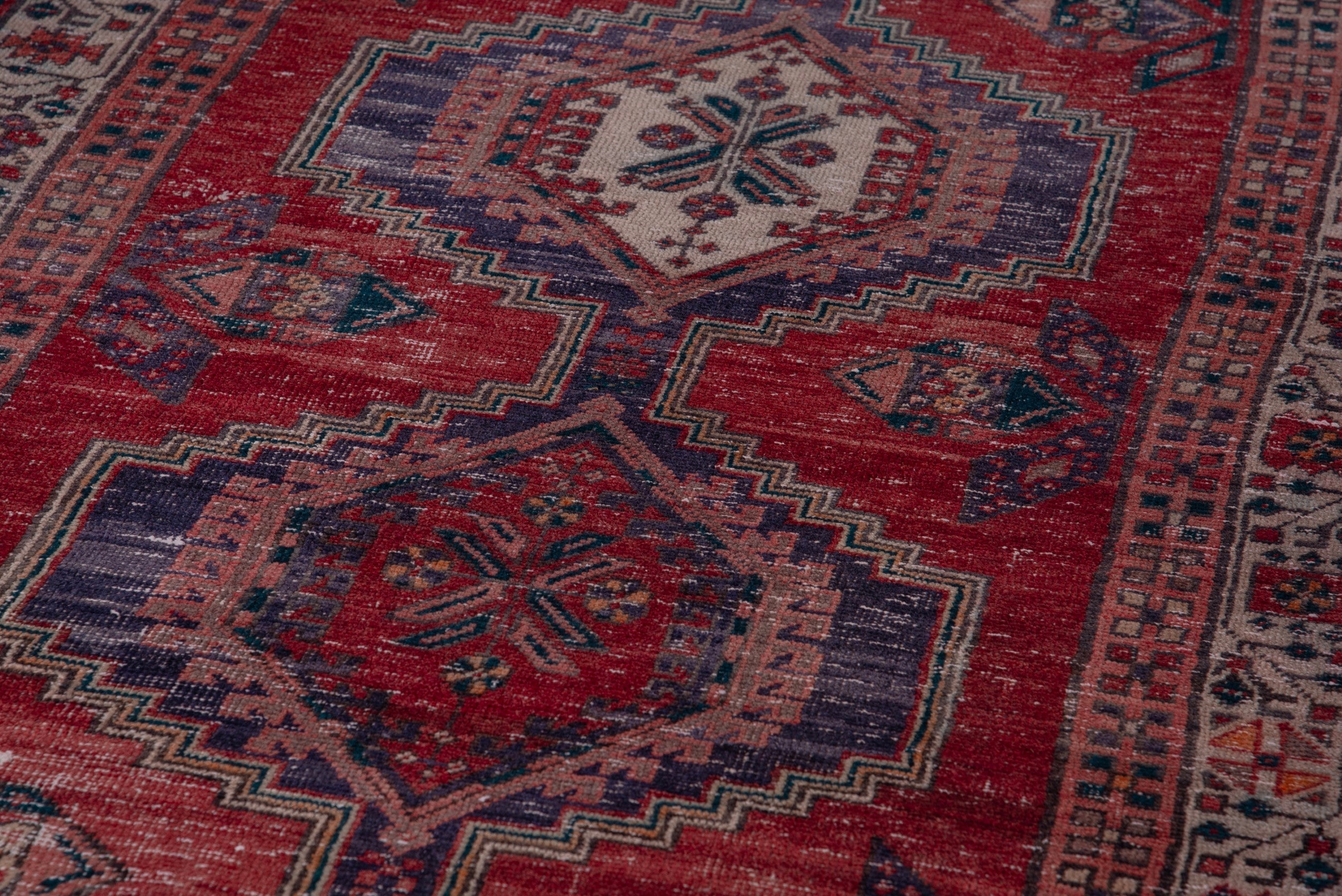 Persian Ardabil runner rug in deep red and dark blue, view 8 of 17