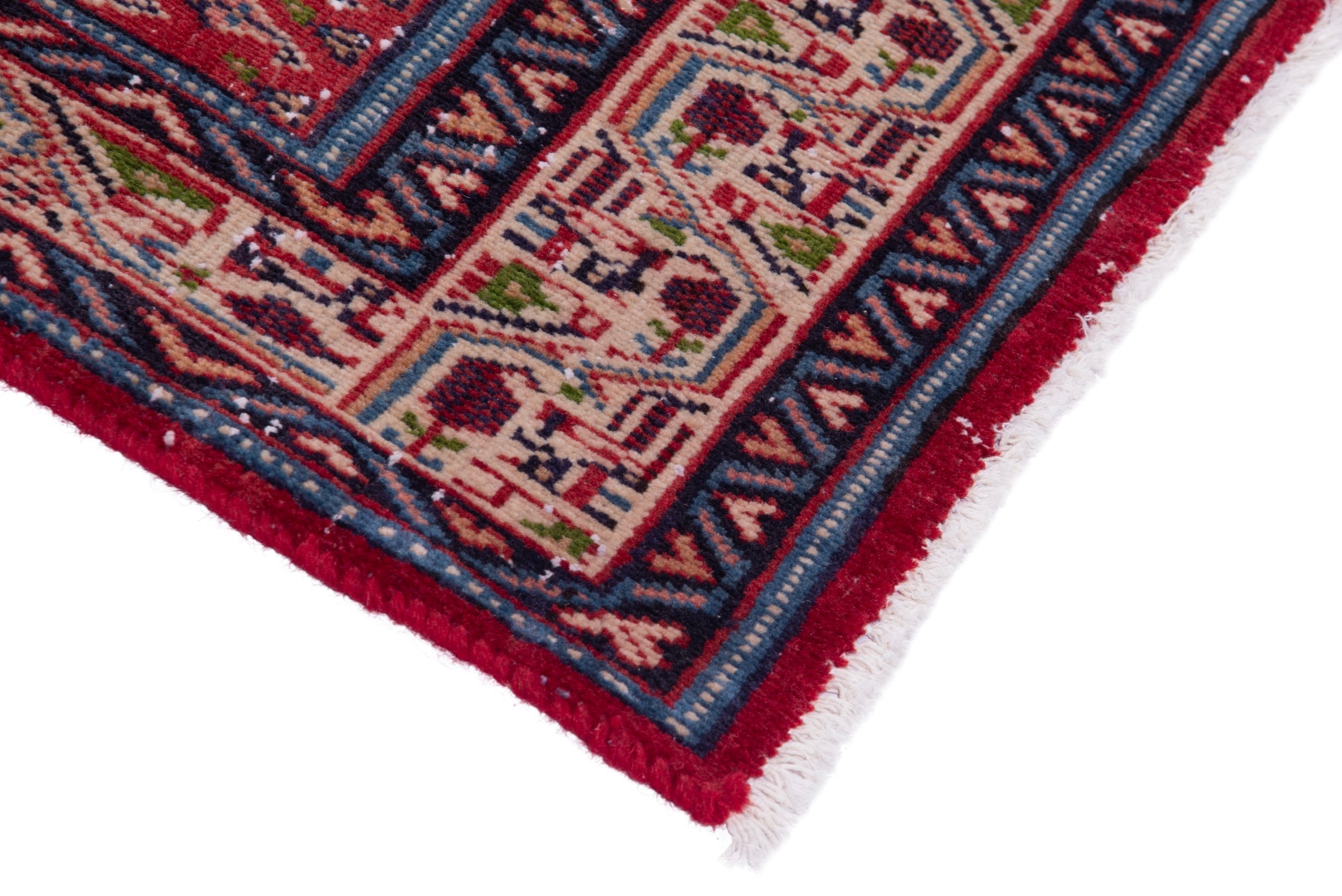 Persian Arak runner rug in deep red and cream, view 4 of 16