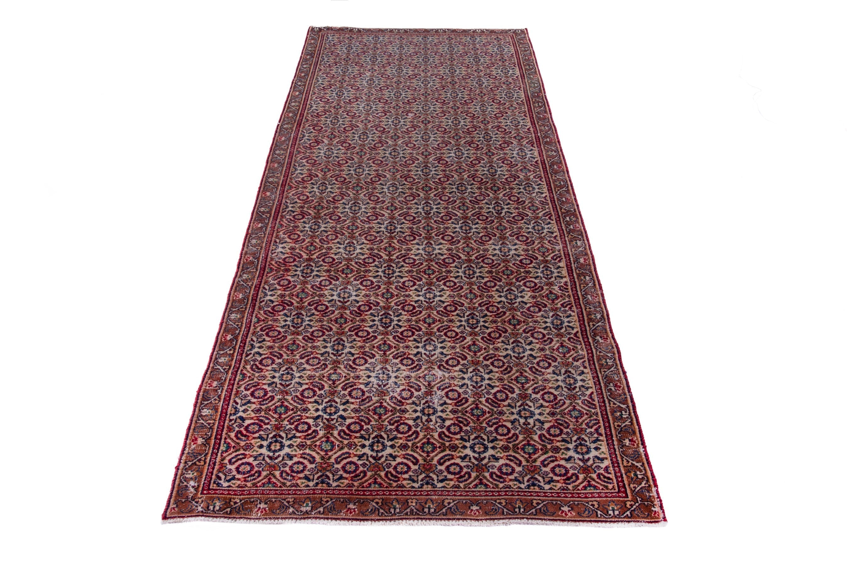 Persian Birjand runner rug in rust and cream, view 2 of 16