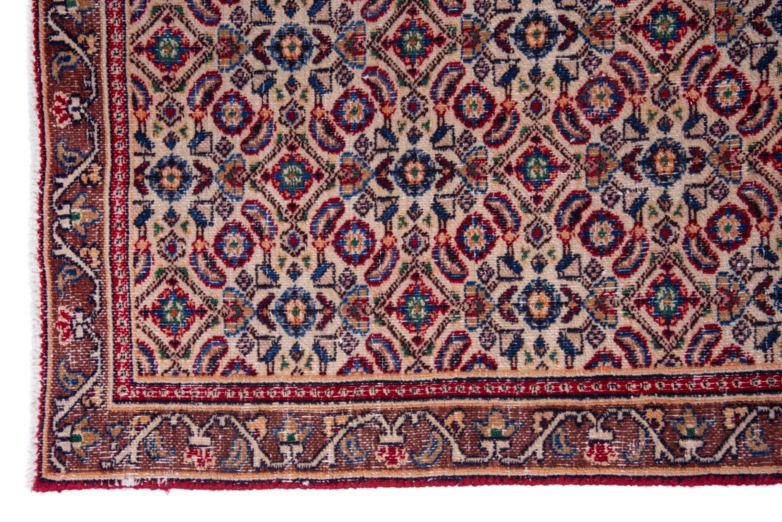Persian Birjand runner rug in rust and cream, view 5 of 16